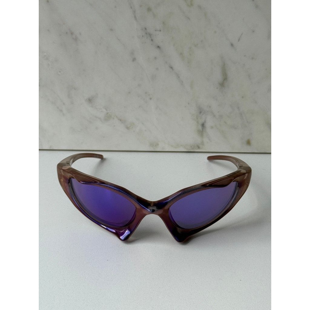 Balenciaga NEW Balenciaga BB0352S Mask Sunglasses in Violet Mirror Size ONE SIZE - 3 Thumbnail