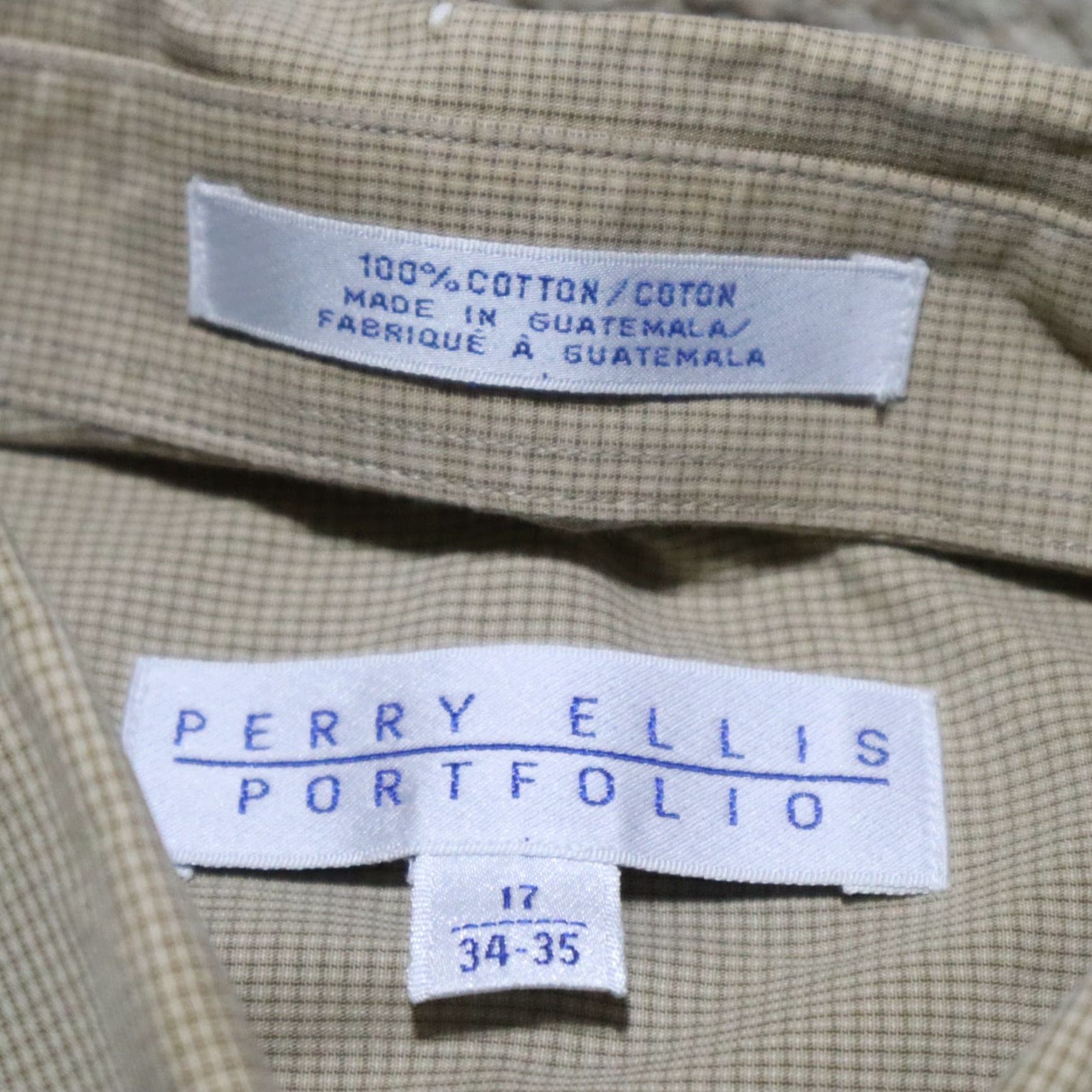 Perry Ellis VINTAGE Perry Ellis Shirt Adult Regular 17 34-35 Brown Cotton Button-Up Casual Mens Size US XL / EU 56 / 4 - 3 Thumbnail