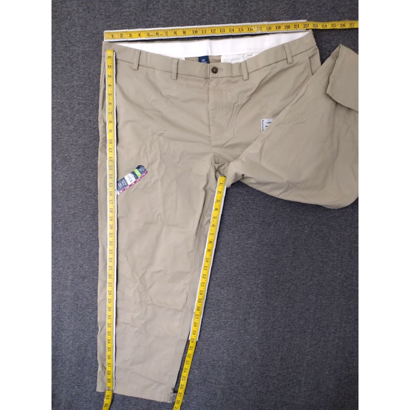 George George Men's Chino Pants Beige Regular Waist 46 Wrinkle Resistant Flat Front Button Closure Inseam 28 in Size US 30 / EU 46 - 4 Thumbnail