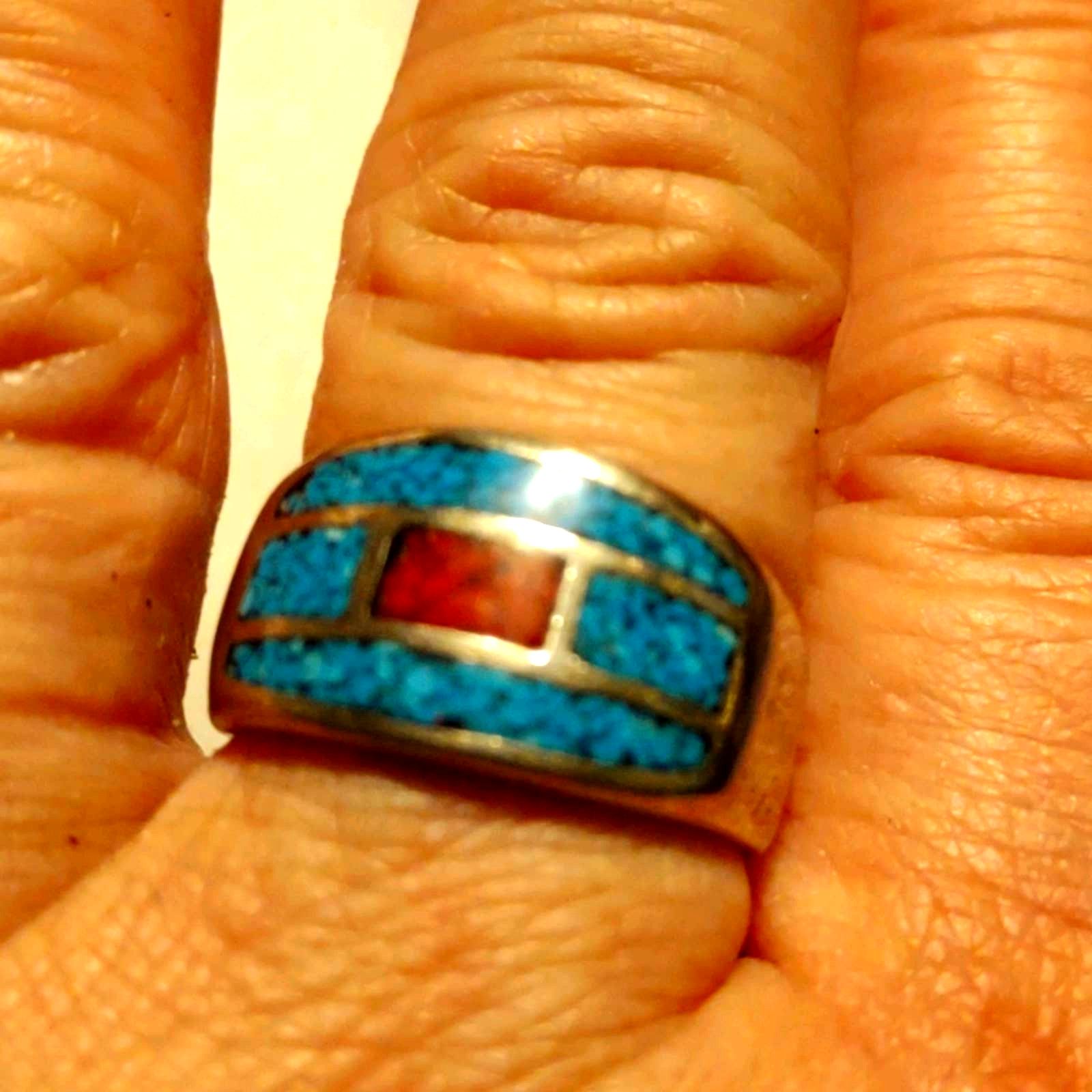 Vintage Gorgeous size 8 ring silver and turquoise Size ONE SIZE - 1 Thumbnail