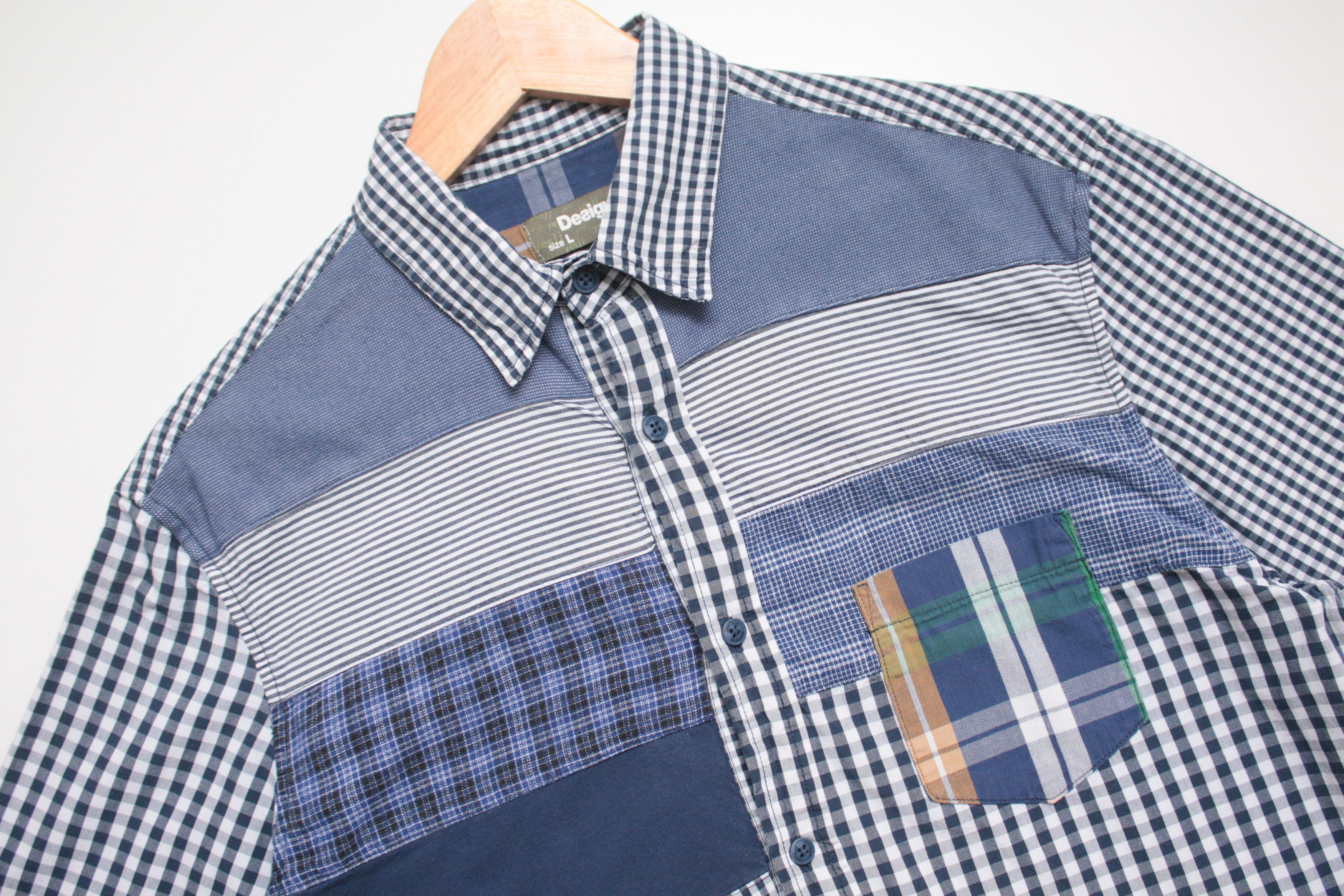 Desigual Desigual Patchwork Checkered L/S Shirt Men's L Size US L / EU 52-54 / 3 - 4 Thumbnail