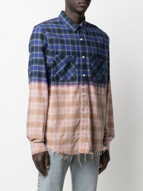 Amiri o1gr1nt1024 Frayed Hem Flannel Shirt in Blue Multi Size US S / EU 44-46 / 1 - 3 Thumbnail