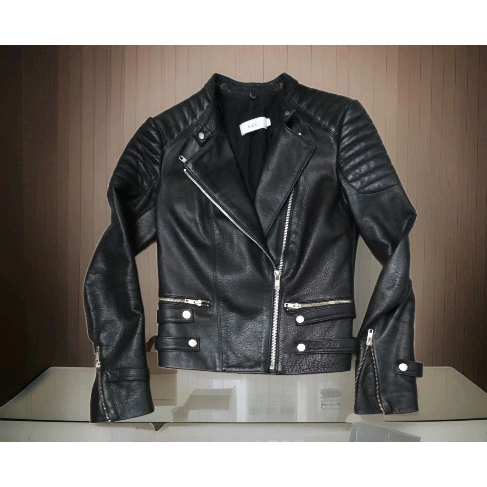 A.L.C. A . L. C. Black Leather Biker Jacket Size 2 Size XS / US 0-2 / IT 36-38 - 4 Thumbnail