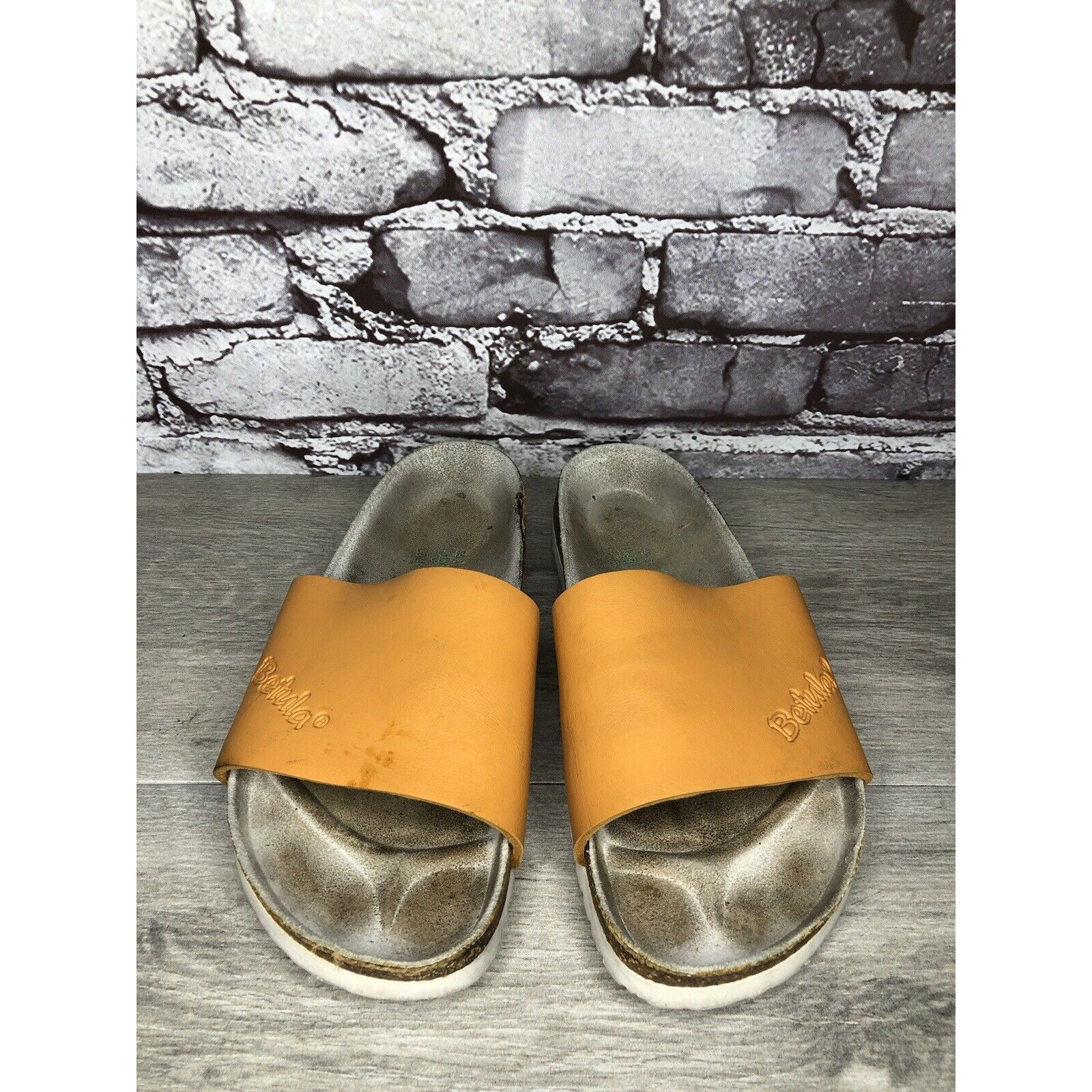 Birkenstock Betula Birkenstock Orange Leather Cork Strap Slide Sandals W Size US 8.5 / IT 38.5 - 17 Thumbnail