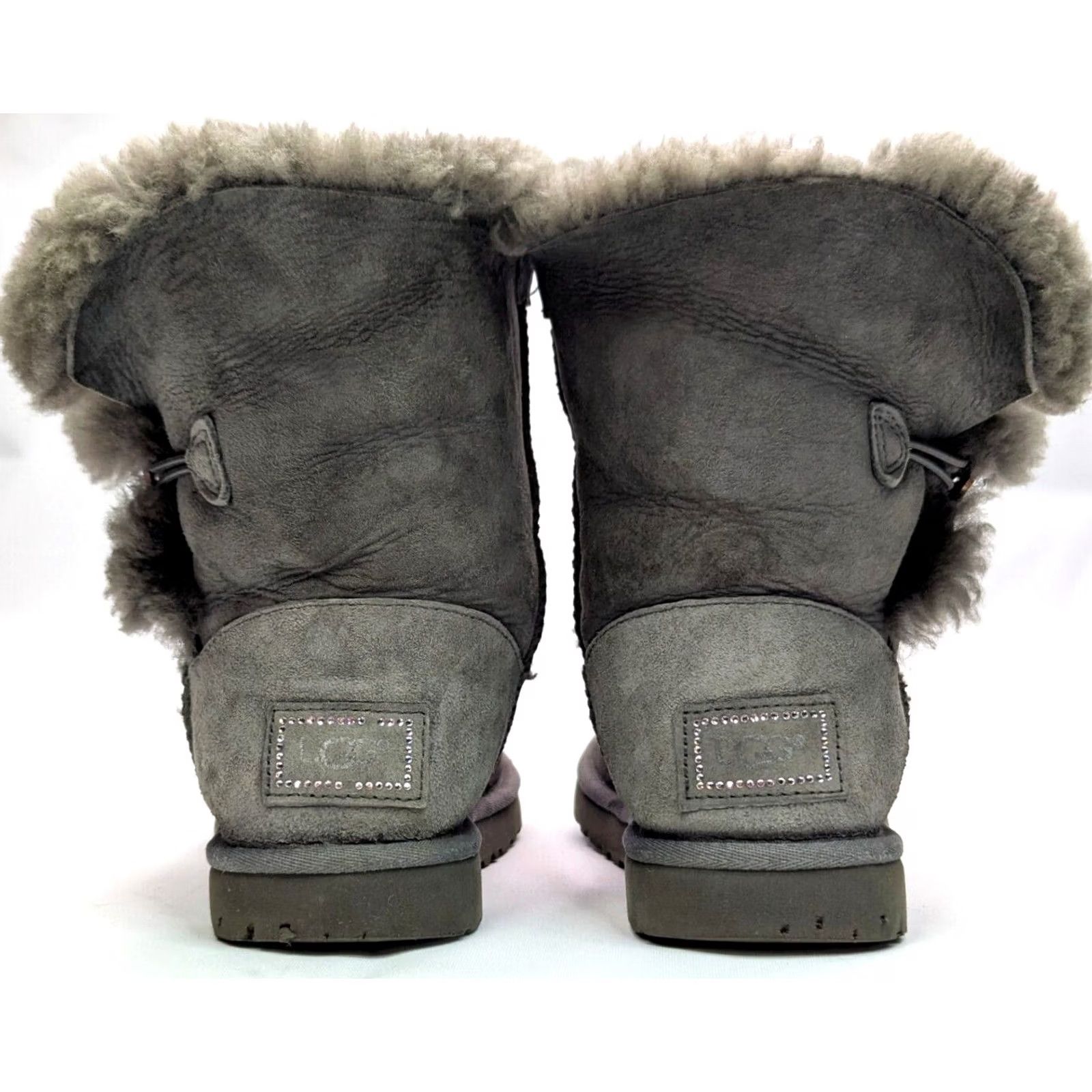 Ugg VINTAGE UGG Bailey Button Bling Boots Women 7 Gray Suede Sheepskin Lined Button Accents Boots Size US 7 / IT 37 - 7 Thumbnail