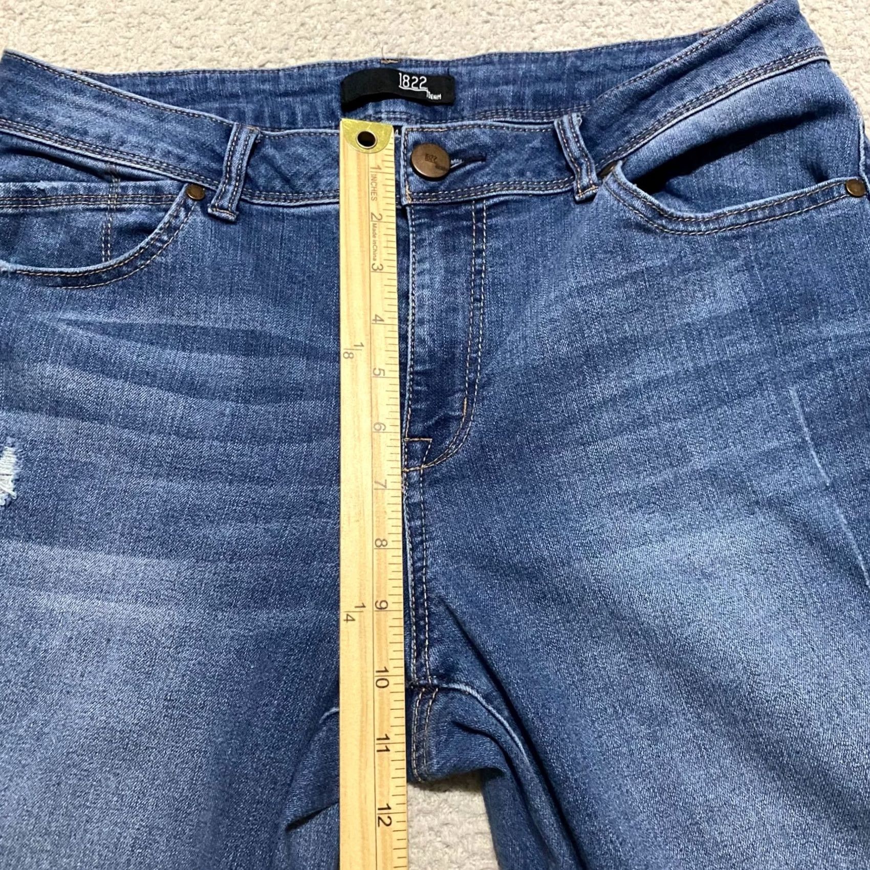Vintage 1822 Denim Jeans Blue 14 Straight High Rise Distressed Denim Cotton Blend Womens Regular Size 14 Jeans Size 36" / US 14 / IT 50 - 7 Thumbnail
