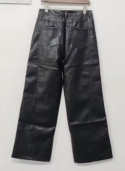 Japanese Brand Streetwear Casual Pu Leather Straight Wide Leg Trousers Size US 33 - 6 Thumbnail