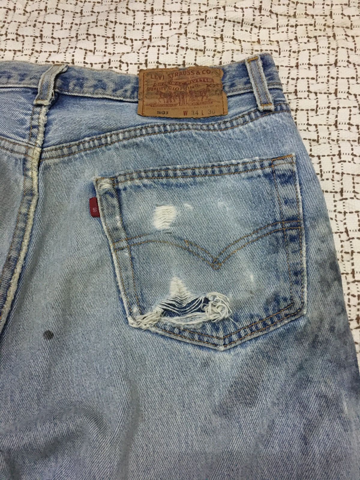 Levi's Vintage Levis Lot 501 Fly Button Distressed Jeans (Y01) Size US 32 / EU 48 - 5 Thumbnail