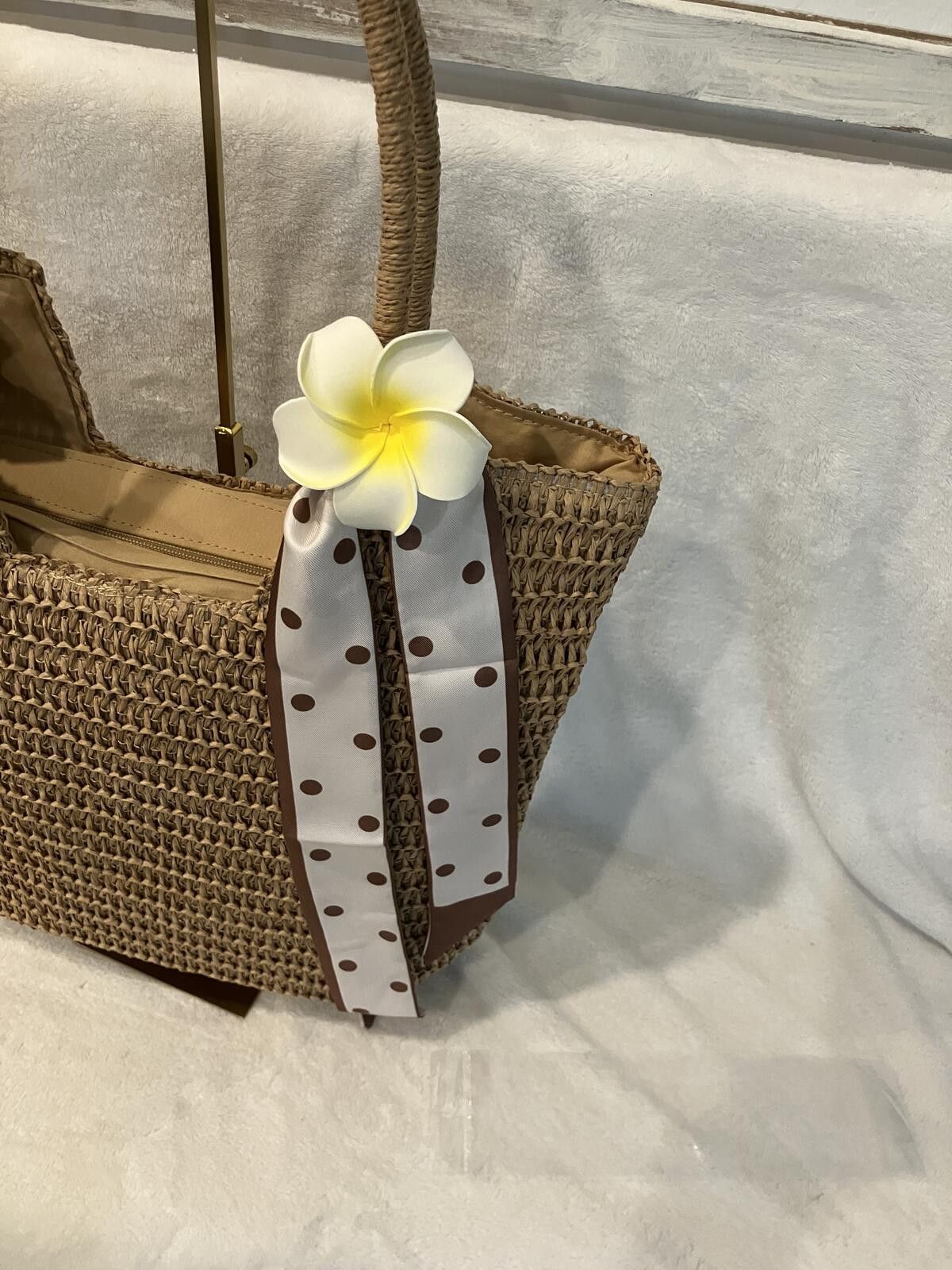 The Unbranded Brand NIB Brown Woven Tote Bag with Zip Closure Size ONE SIZE - 7 Thumbnail