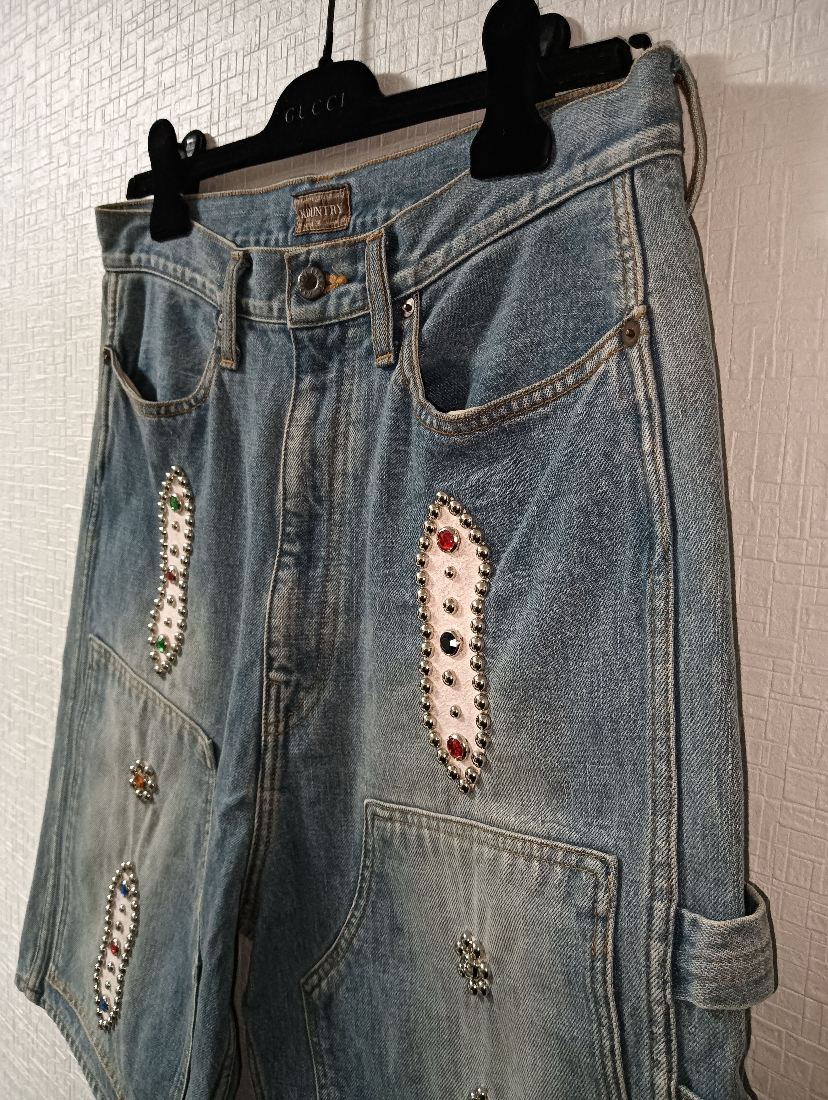 Kapital 14oz Denim Shorts (Studs Remake) Size US 34 / EU 50 - 3 Thumbnail