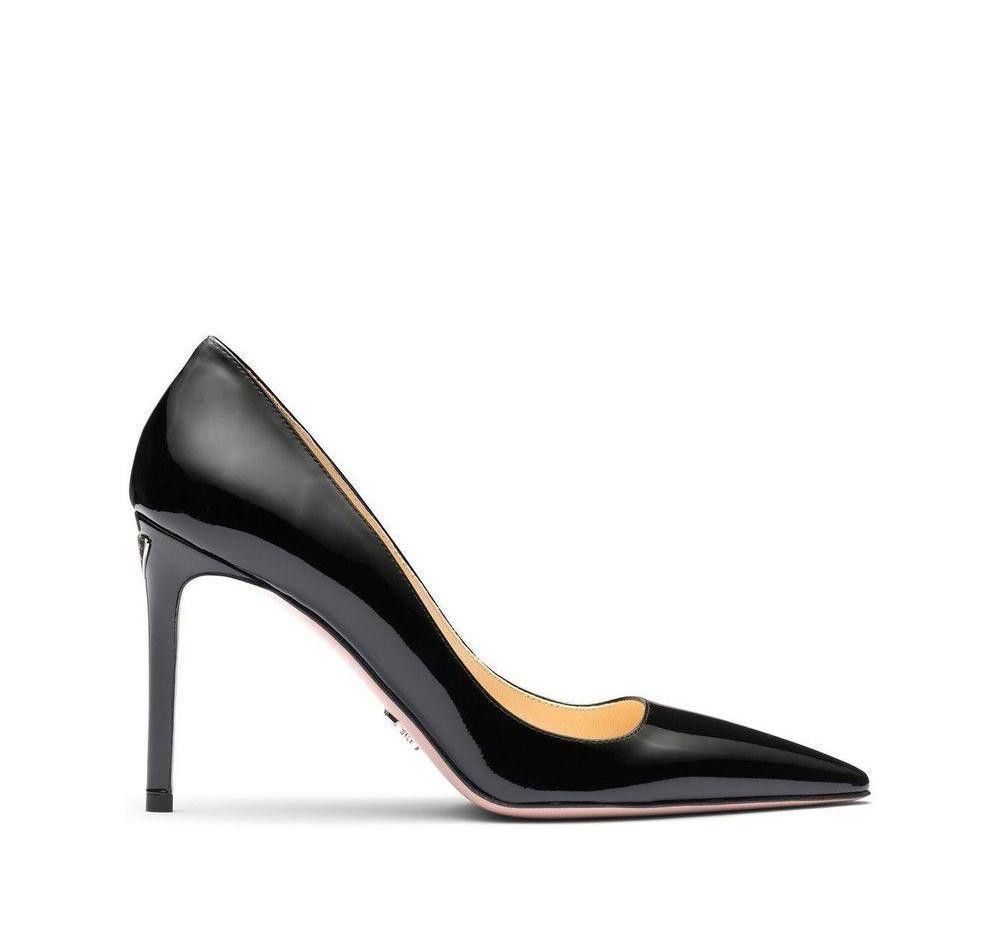 PRADA LOGO BLACK LEATHER PUMP SIZE 36