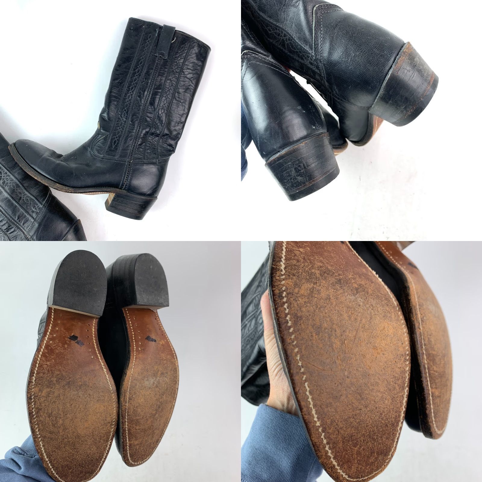 Vintage VINTAGE Laredo Boots Mens Western Cowboy 9.5 D Black Leather Embroidered 11" Back to Toe 14.2" Shaft 1.9" Heel 82288 Size US 10 / EU 43 - 9 Thumbnail