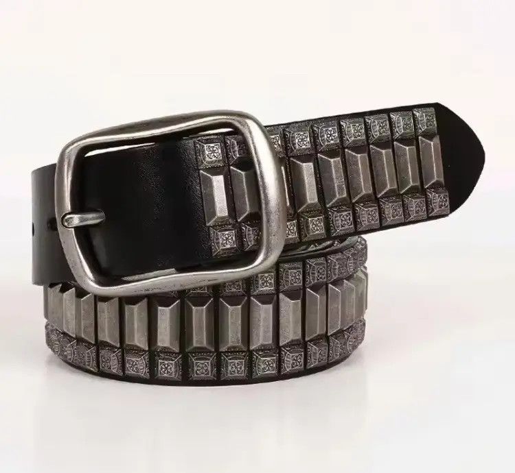 Leather Cowboy Motorcycle Jeans Heavy Metal Rivet Belts Size ONE SIZE - 1 Thumbnail