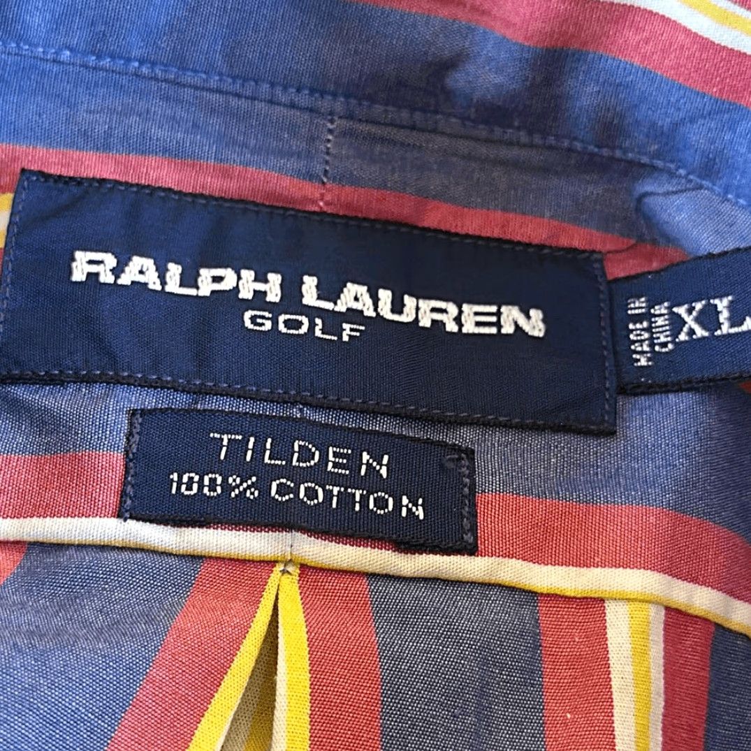 Ralph Lauren Ralph Lauren Golf Mens Tilden Button Down Shirt XL Blue Red Striped Size US XL / EU 56 / 4 - 6 Thumbnail