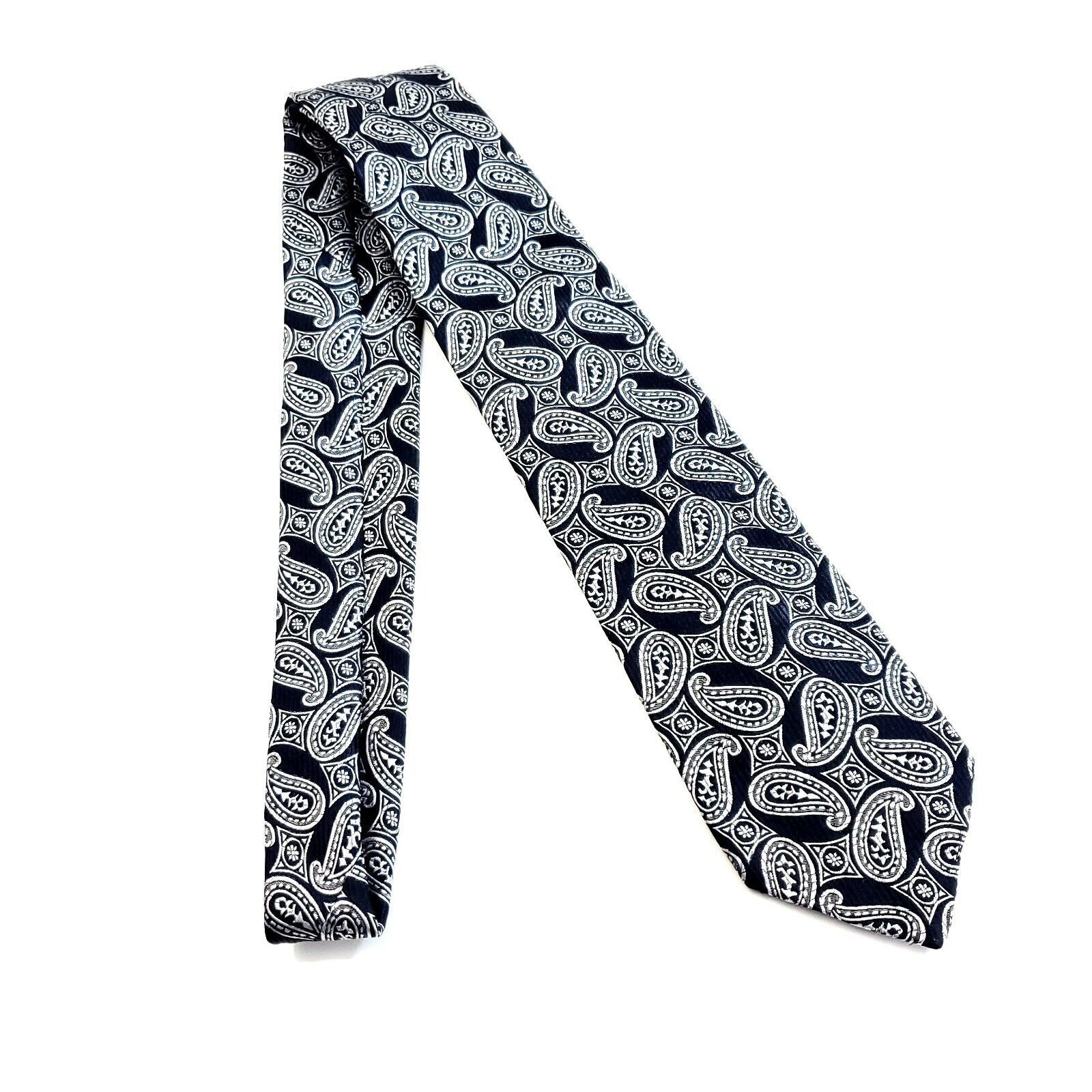 Zanetti Zanetti Italy Black Gray Paisley Woven Long Silk Tie Size ONE SIZE - 6 Thumbnail