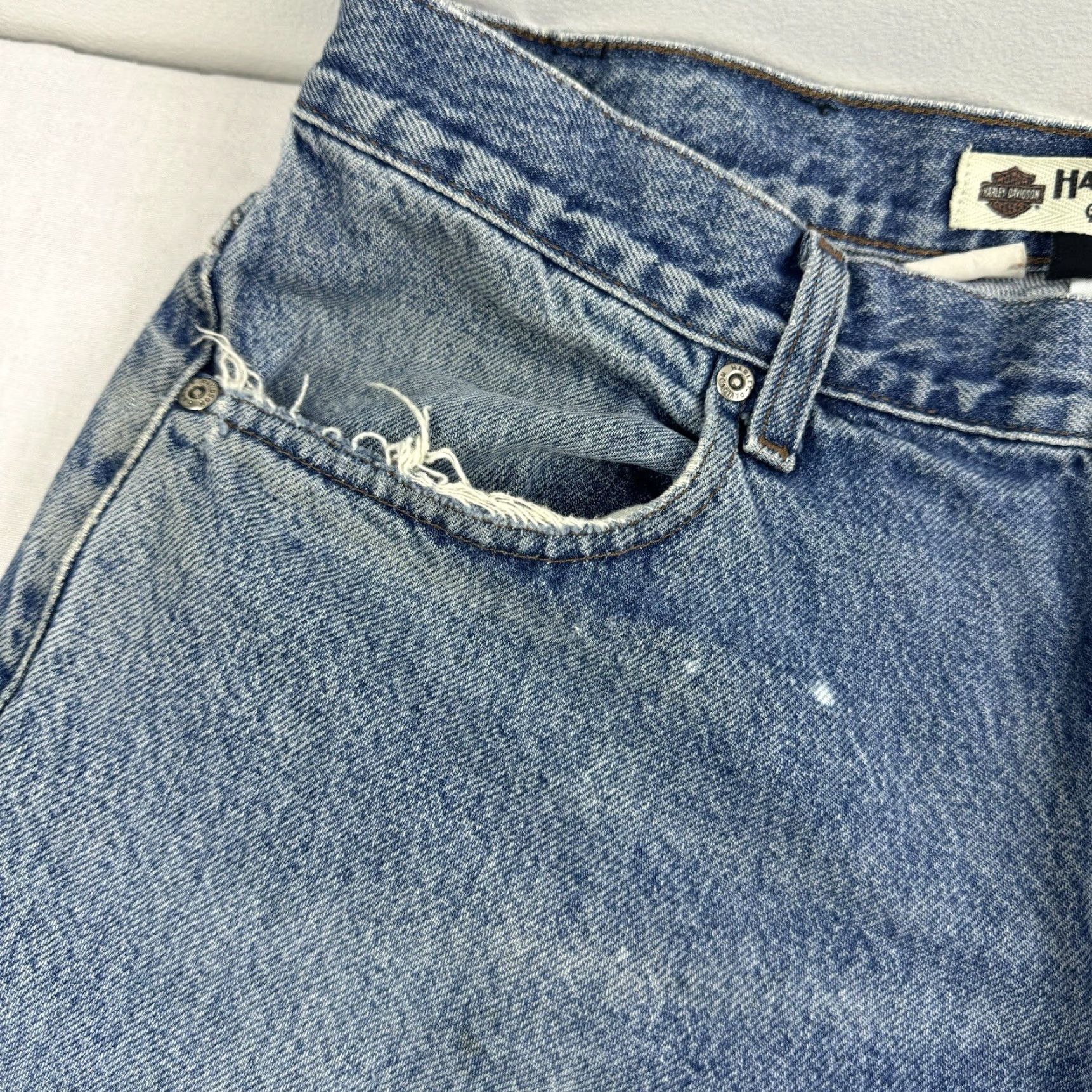 Harley Davidson VINTAGE Harley-Davidson Jeans Men Regular 35x32 Blue Denim Cotton 32 Inseam Biker Grunge Y2K Heritage 90s Mens Size US 35 - 4 Thumbnail
