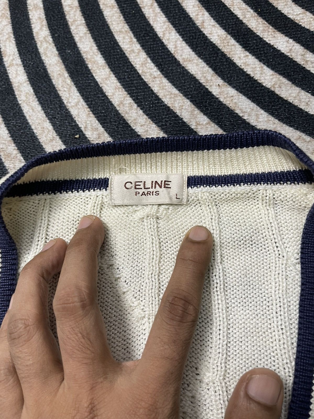 Celine 90s CELINE SULKY CARRIAGE EMBROIDERED GOLD BUTTON CARDIGAN Size US L / EU 52-54 / 3 - 12 Thumbnail