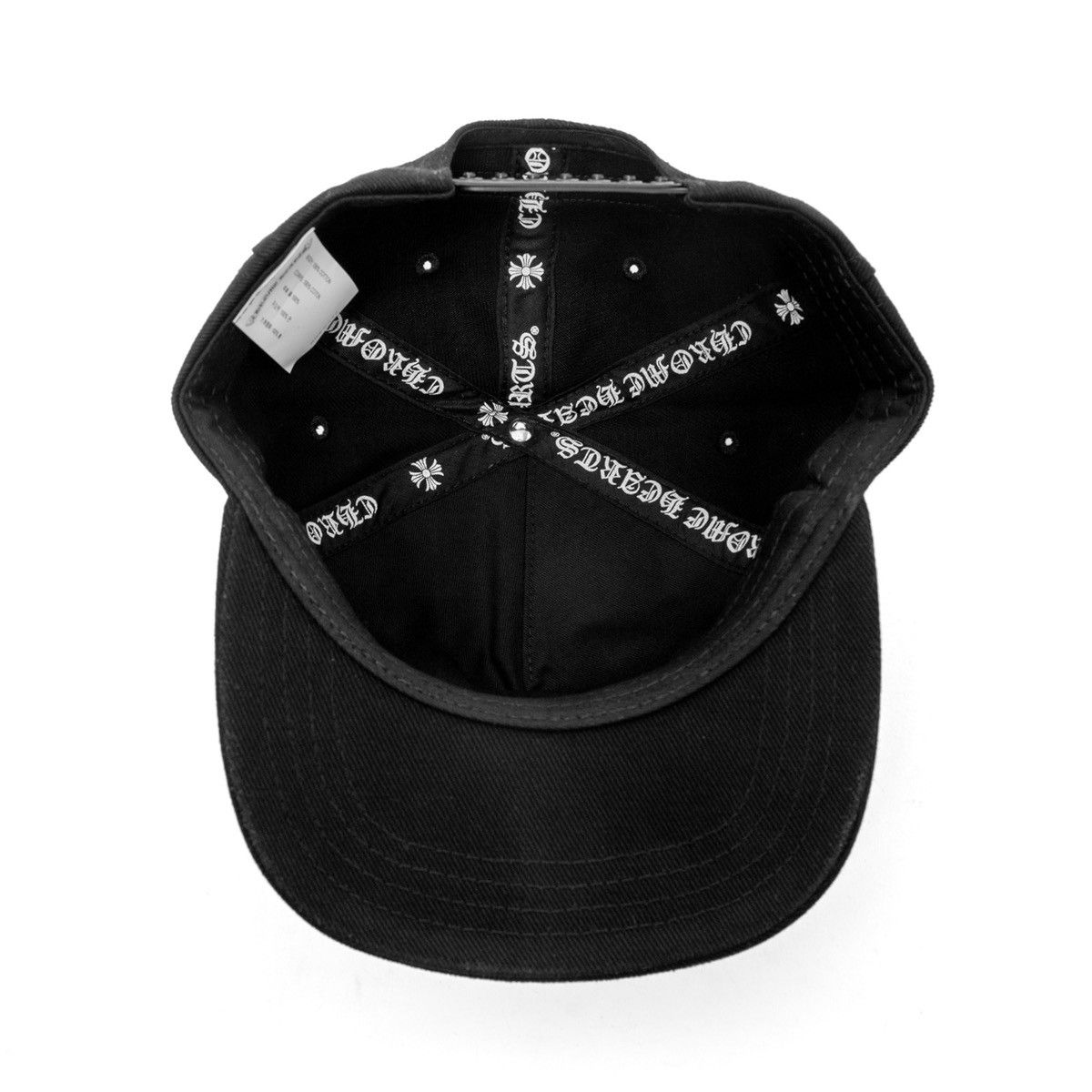 Chrome Hearts Embroidered Scroll Logo Baseball Hat Black White Size ONE SIZE - 8 Thumbnail
