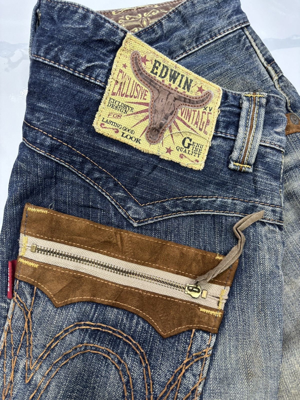 Kapital EDWIN COWBOY RUSTY MUD WASH BAGGY DISTRESSED DENIM JEANS Size US 36 / EU 52 - 10 Thumbnail