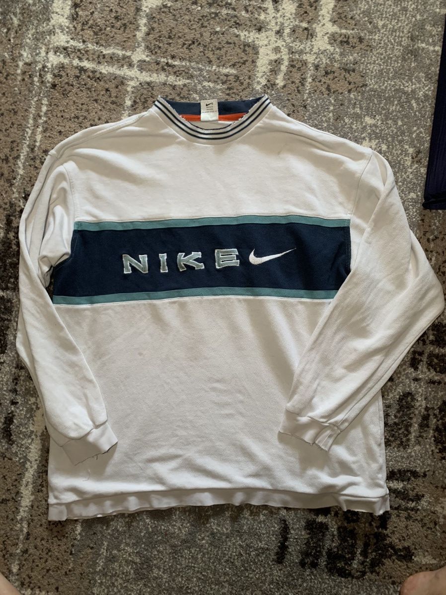Nike × Vintage Nike sweatshirt vintage 90s big logo Size US XL / EU 56 / 4 - 1 Thumbnail