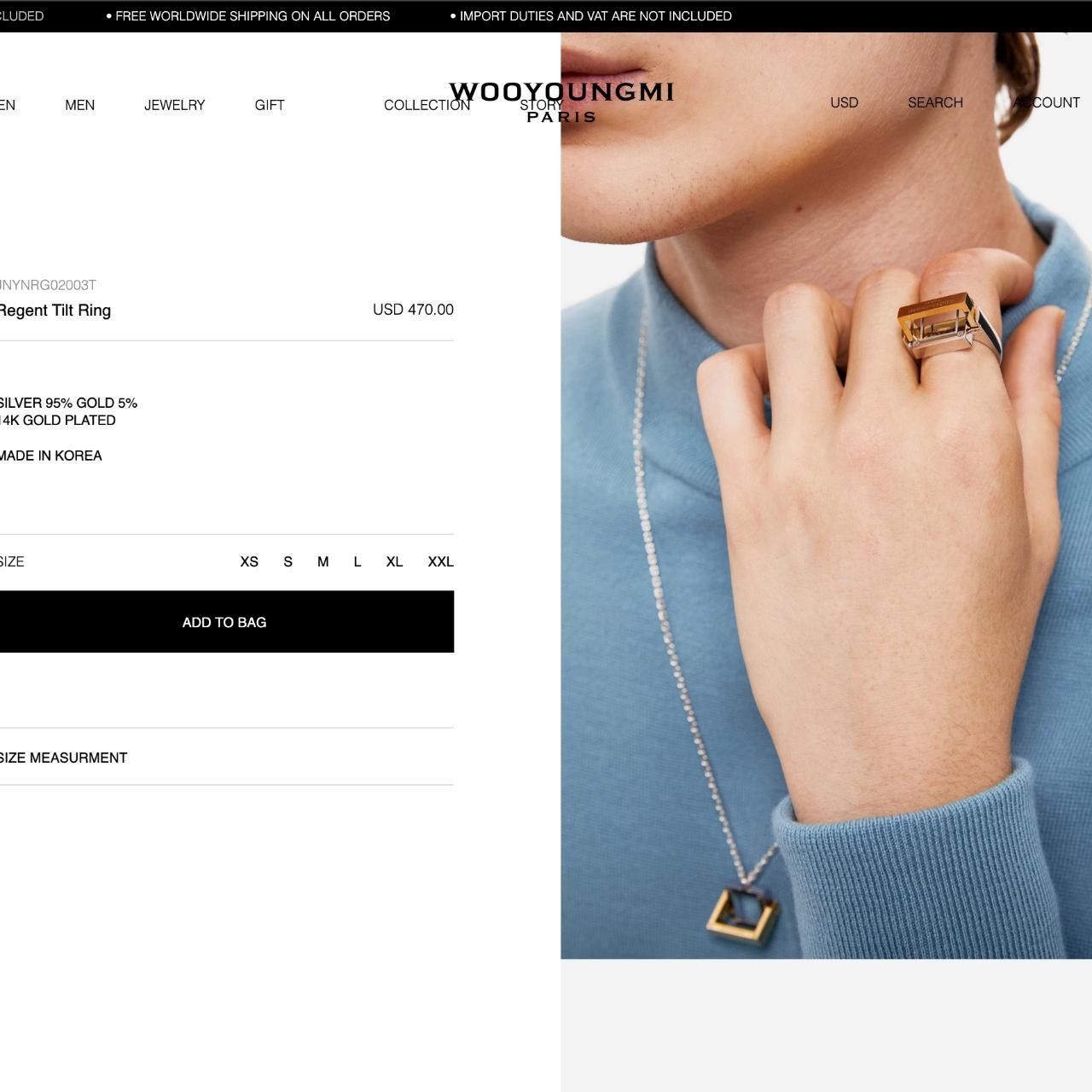 Wooyoungmi Wooyoungmi Regent Tilt Ring Size ONE SIZE - 5 Thumbnail