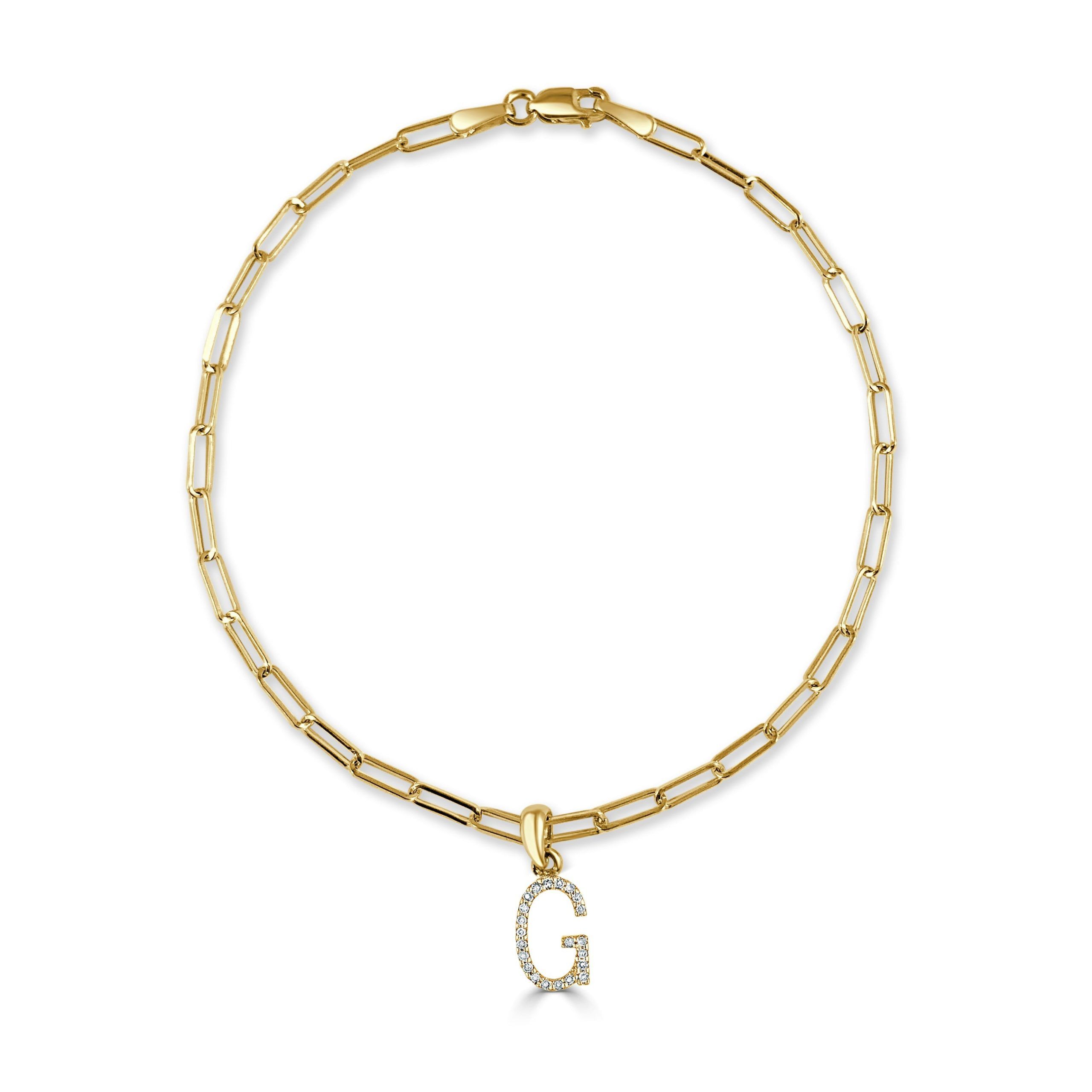 image of Cartier 14K Gold & Diamond Initial "g" Link Bracelet in Yellow, Women's