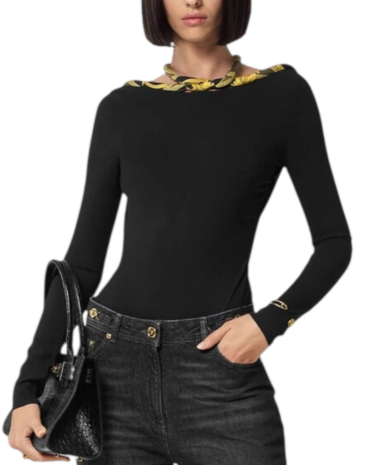 Versace Versace Black Open Back Silk Trim Body Size S / US 4 / IT 40 - 3 Thumbnail
