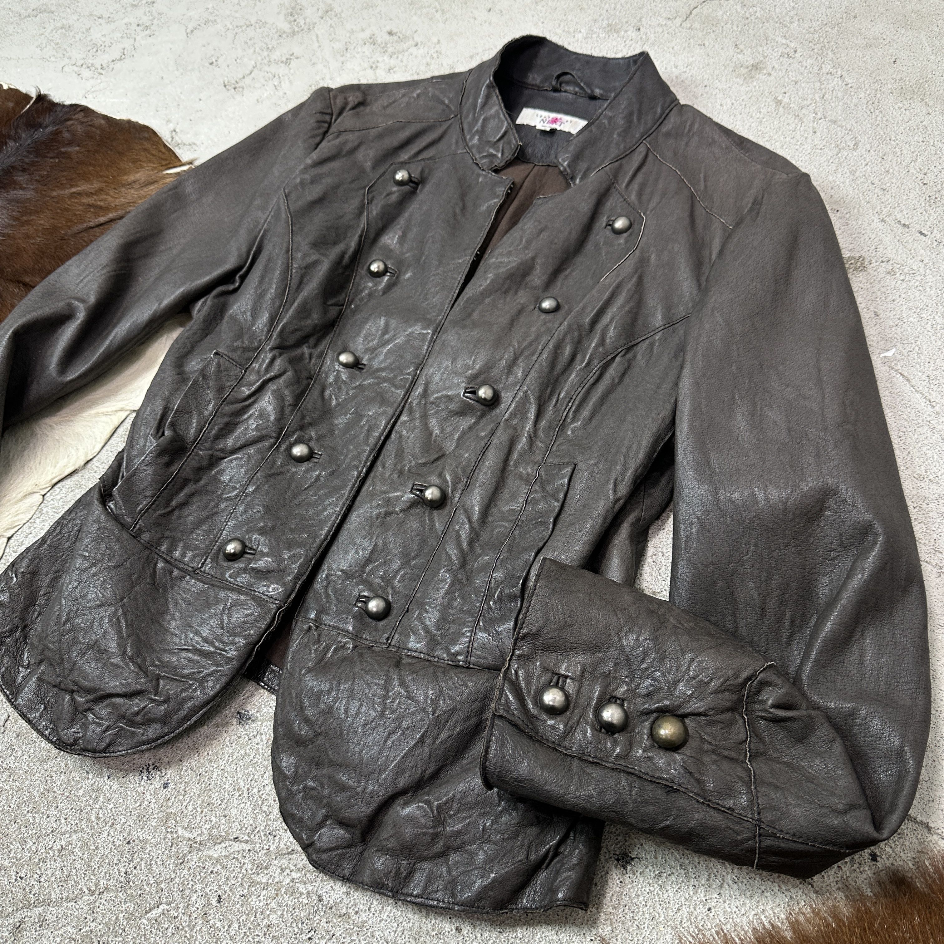 Vintage Vintage Military Styled Leather Napoleon Jacket 00s Size M / US 6-8 / IT 42-44 - 7 Thumbnail