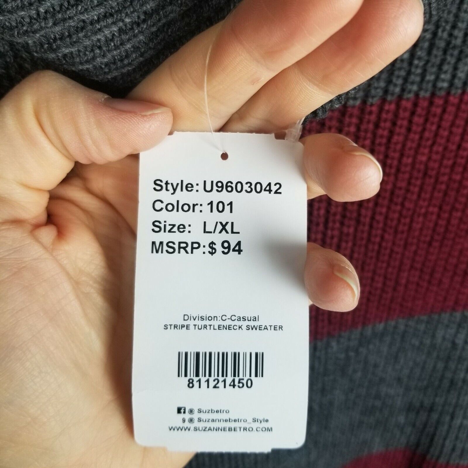 Betabrand Suzanne Betro Womens Chunky Striped Turtleneck Sweater L/XL Size L / US 10 / IT 46 - 5 Thumbnail