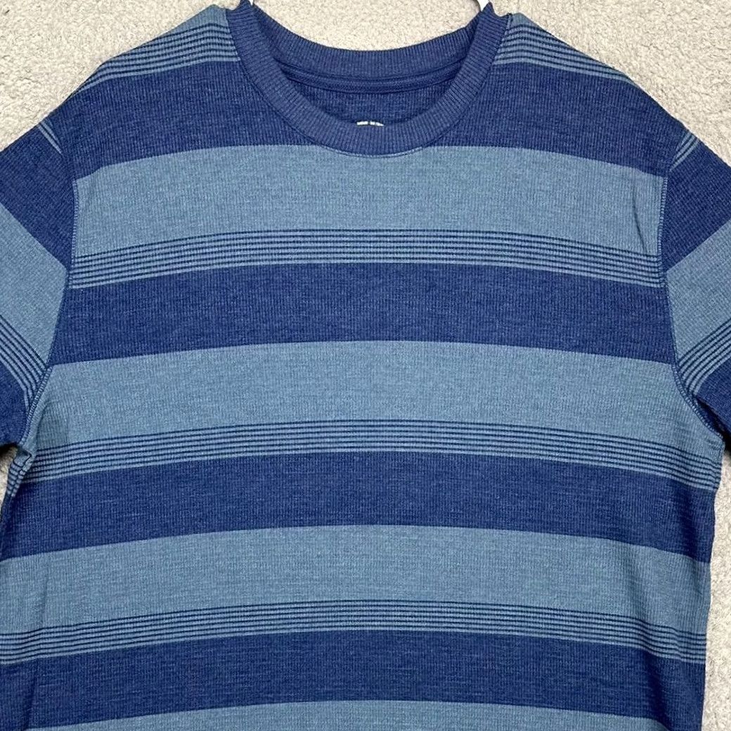 Vintage Roebuck & Co. Sweater Mens XL Blue Striped Thermal Waffle Knit Crew Neck Pullover Size US XL / EU 56 / 4 - 2 Thumbnail