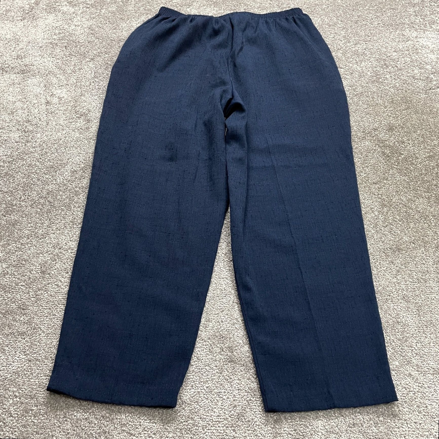 Vintage Briggs Dress Pants Women 22W Navy Blue Tapered Leg High Rise Elastic Waist 34x29 Size 40" / US 18 - 2 Thumbnail