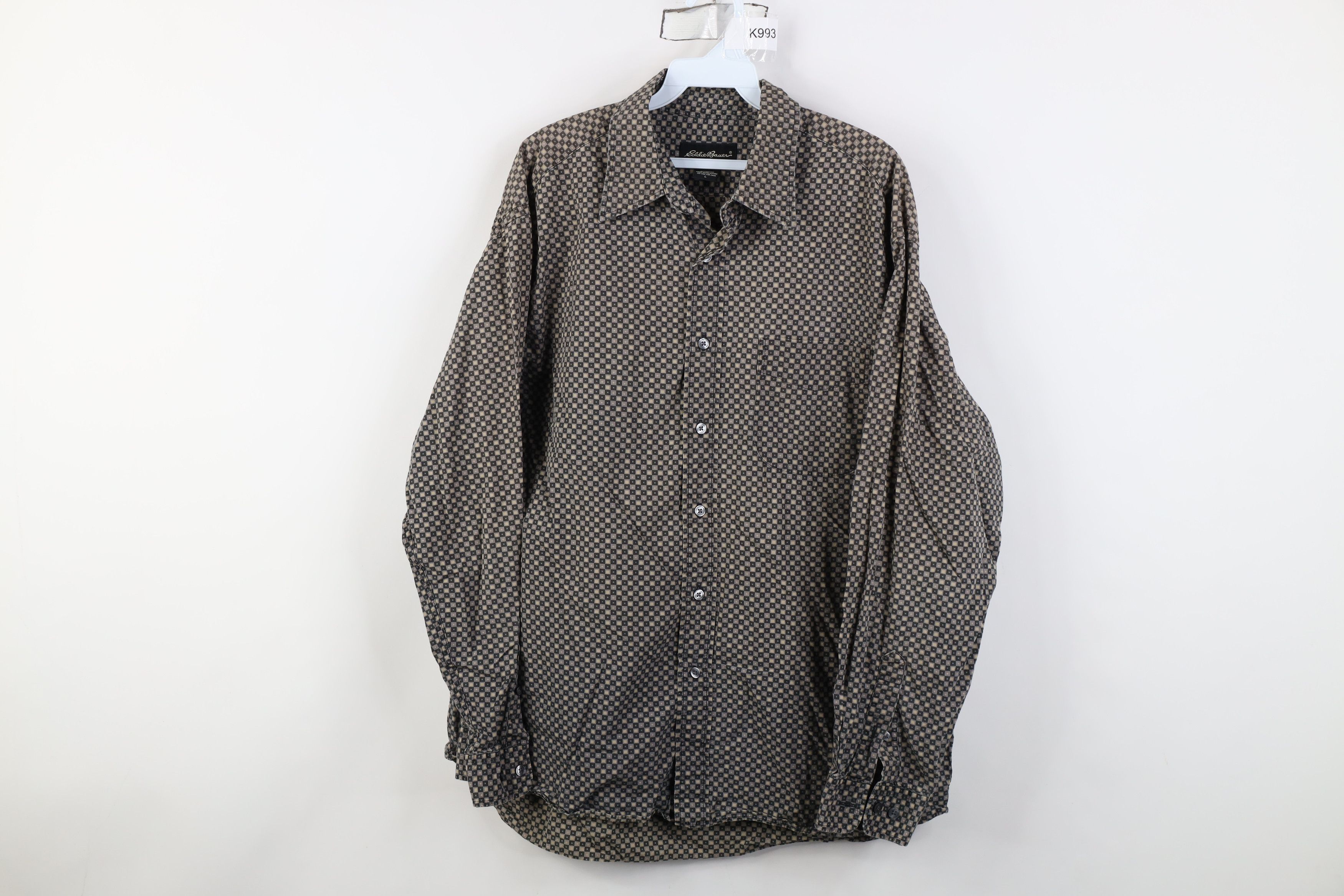 Eddie Bauer Vintage 90s Eddie Bauer Geometric Collared Button Shirt Size US L / EU 52-54 / 3 - 1 Thumbnail