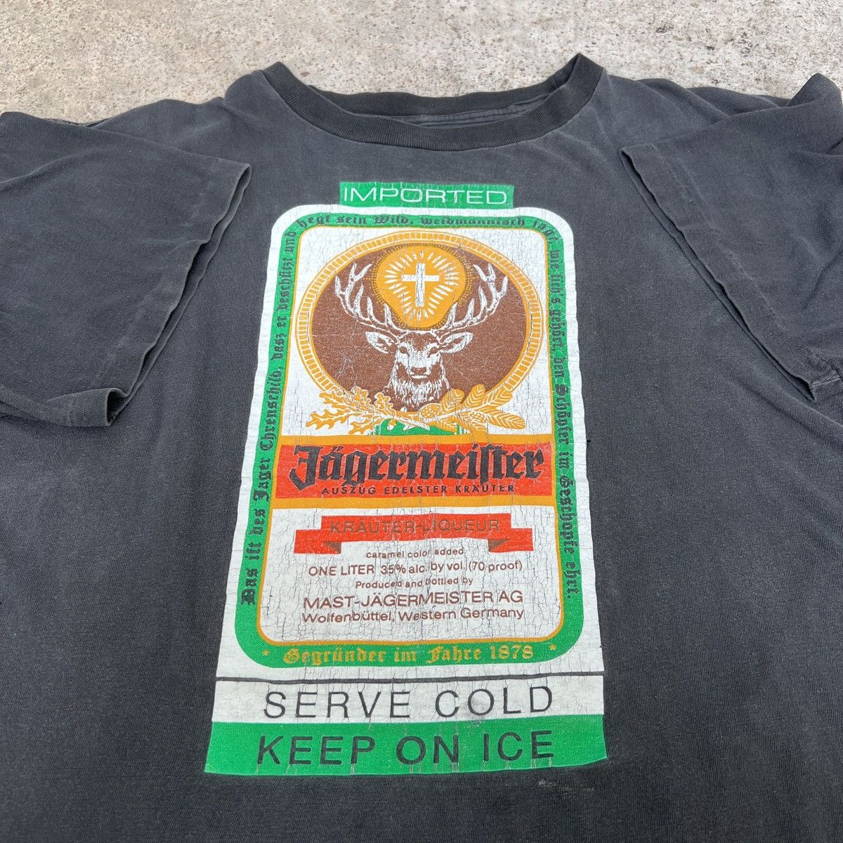 Vintage Vintage 90s Jagermeister Graphic Tee XL Thrashed Faded Size US XL / EU 56 / 4 - 5 Thumbnail