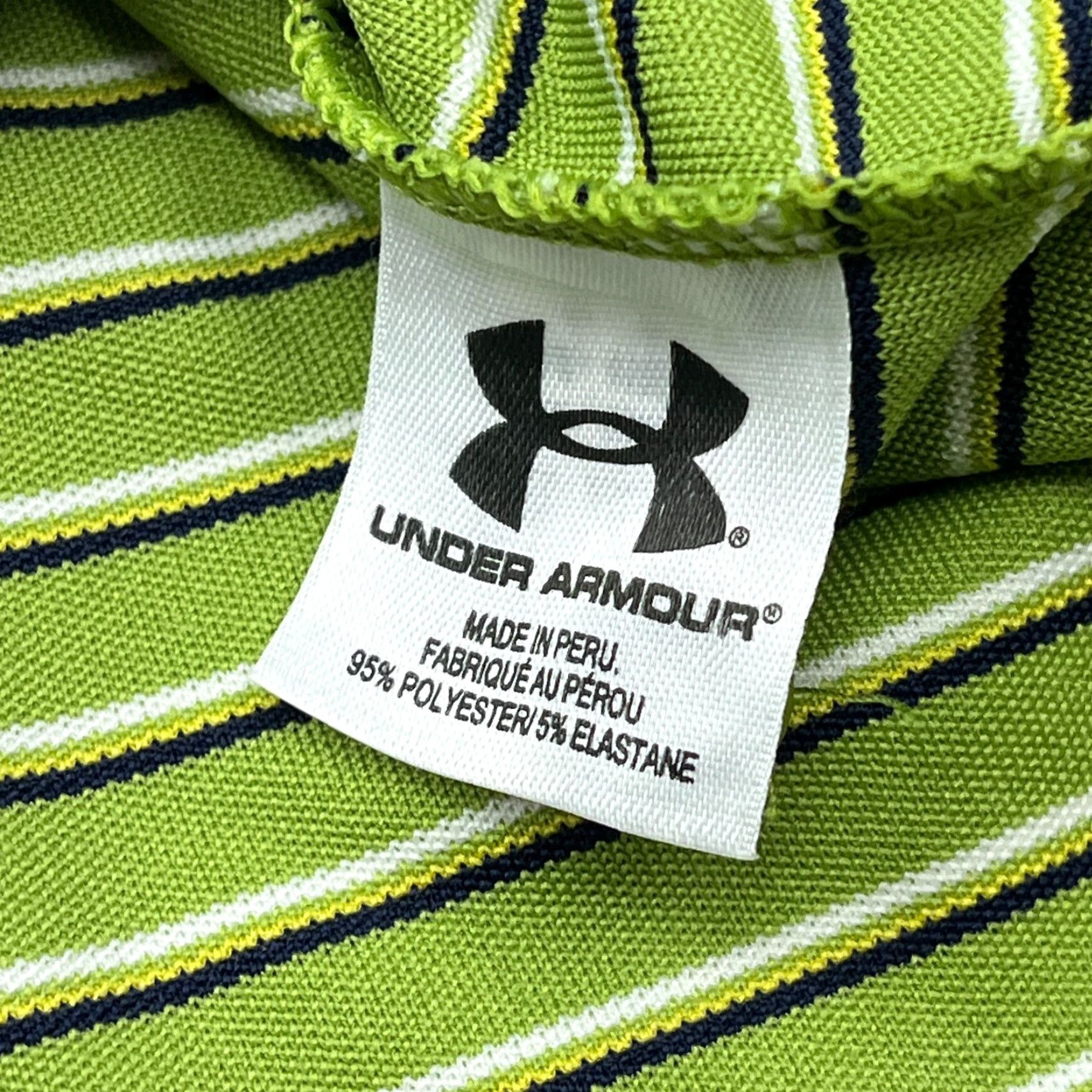 Under Armour Under Armour Polo Shirt Men M Green Striped Performance Quick Dry Golf Poly Size US M / EU 48-50 / 2 - 5 Thumbnail