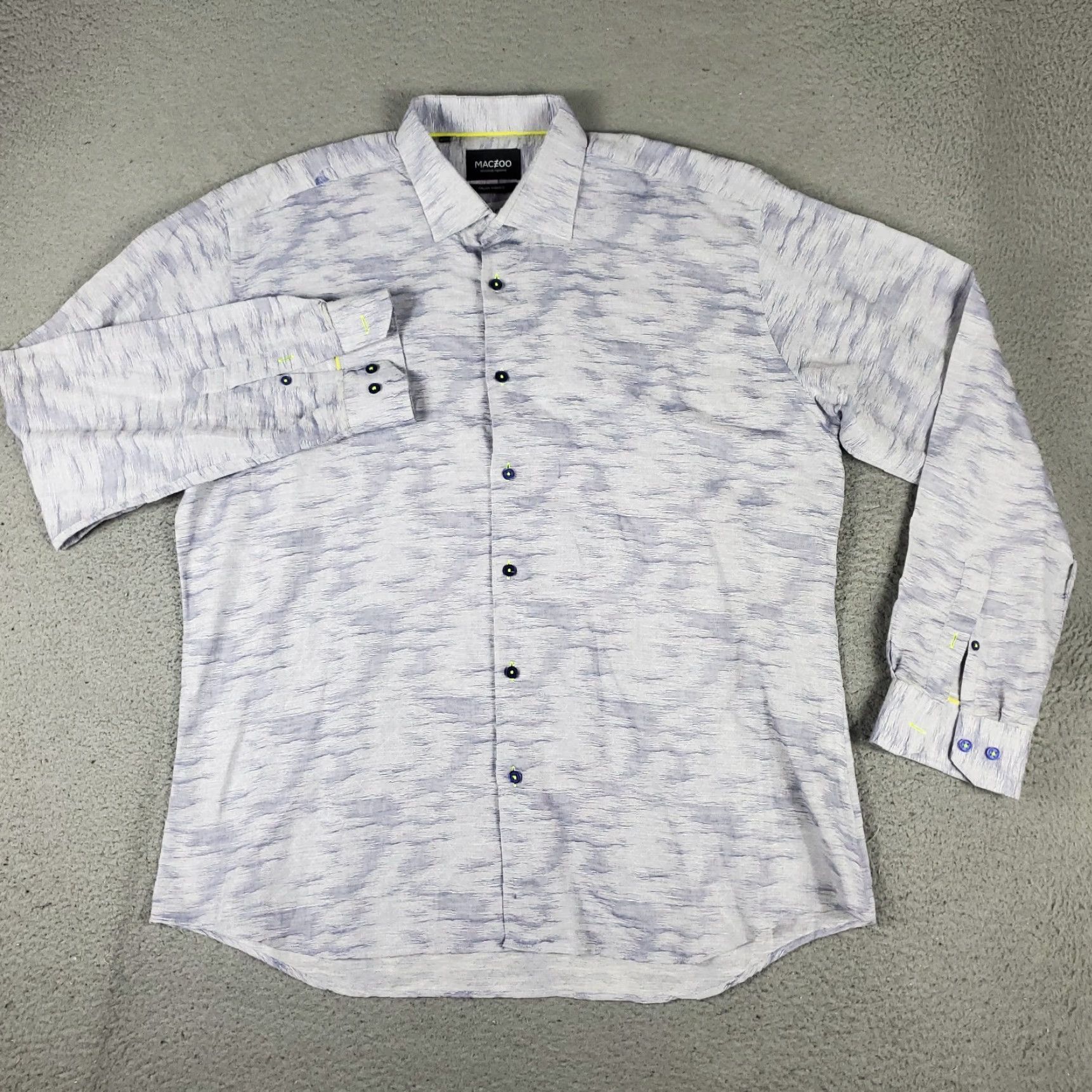 Maceoo Maceoo Shirt Mens 2XL Blue Color Cotton Linen Button-Up Long Sleeve Classic Size US XXL / EU 58 / 5 - 2 Thumbnail