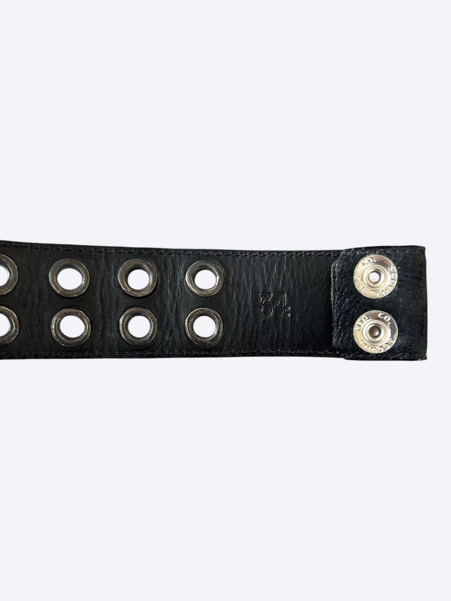 Chrome Hearts Chrome Hearts Black & Silver Double Stud Black Leather Belt Size 34 - 3 Thumbnail