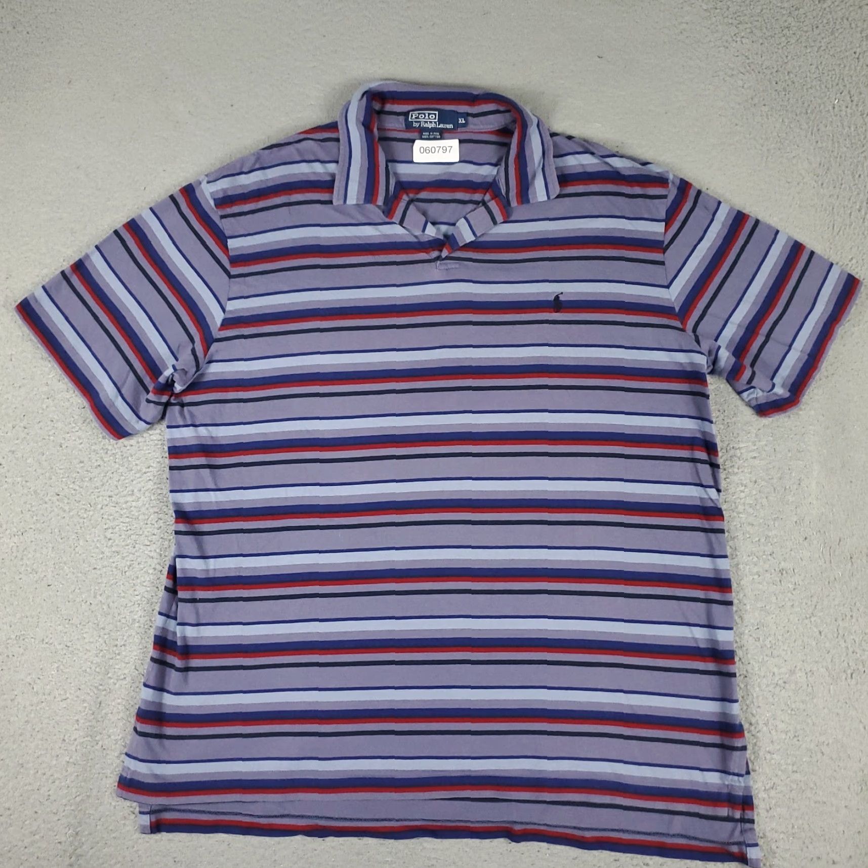 Ralph Lauren Ralph Lauren Polo Shirt Mens XL Purple Striped Johnny Collar Polo Shirt Short Sleeve Cotton Size US XL / EU 56 / 4 - 3 Thumbnail