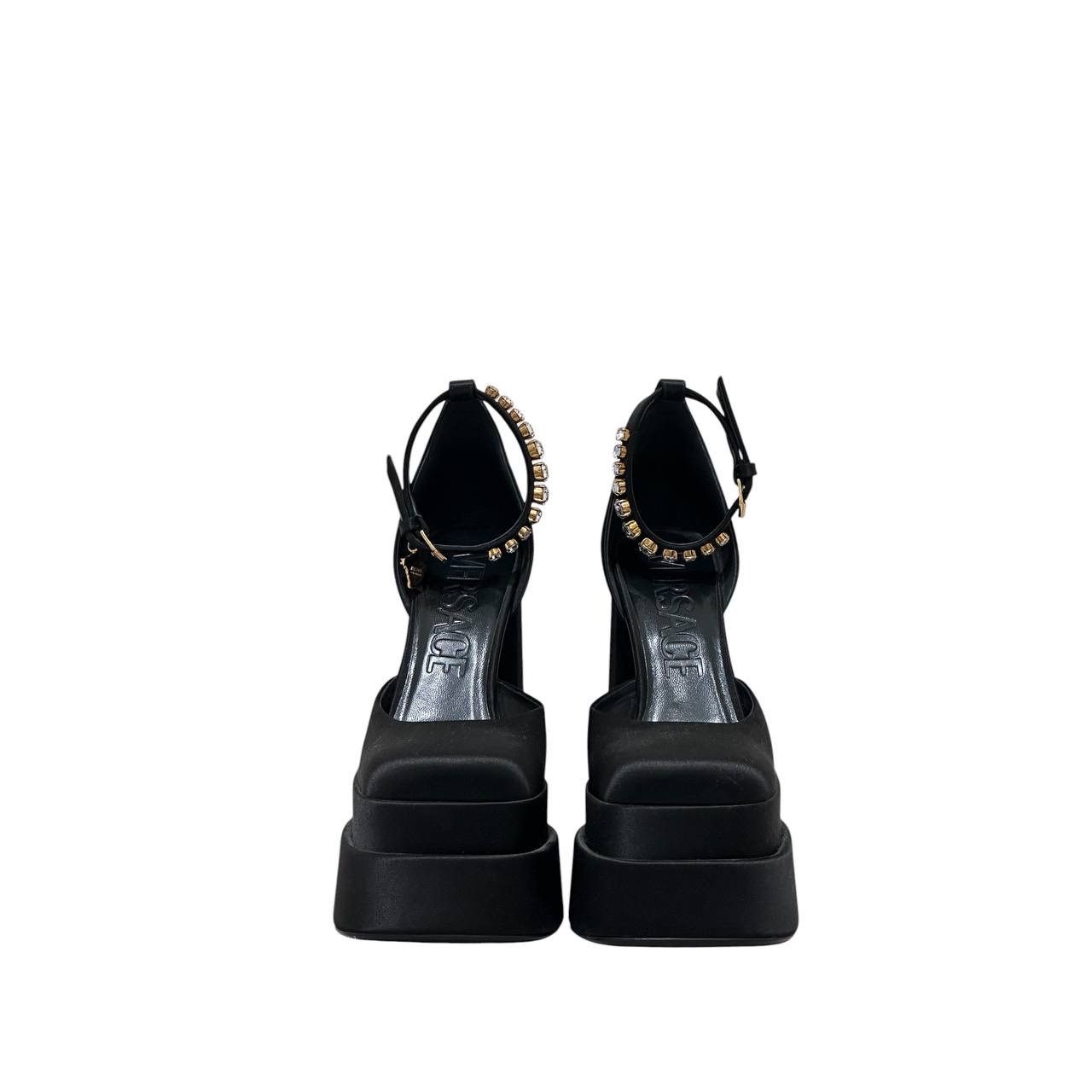 Versace Versace La Medusa Crystal Satin Block Heel Pumps Sz 38 Size US 8 / IT 38 - 3 Thumbnail