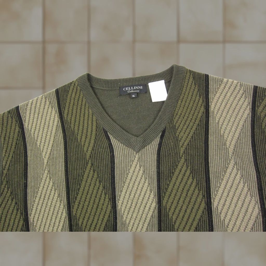 Vintage VINTAGE Cellinni Sweater Mens XL Green Wool Argyle Diamond Knit Pullover 80s 90s Dad Preppy Size US XL / EU 56 / 4 - 1 Thumbnail