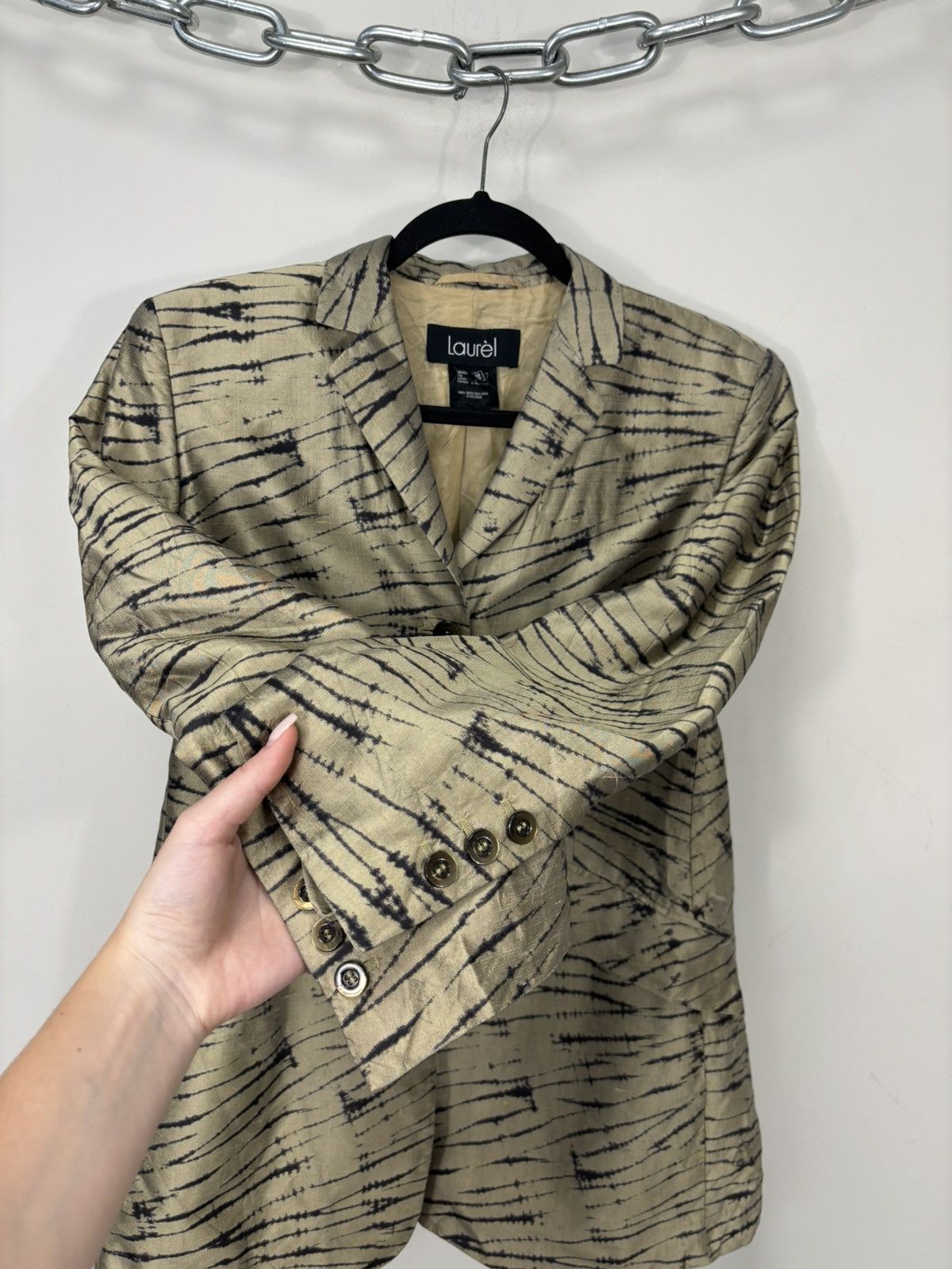 Escada Vintage Laurel By Escada Gold Avant Garde Silk Blazer Jacket Size S / US 4 / IT 40 - 9 Thumbnail