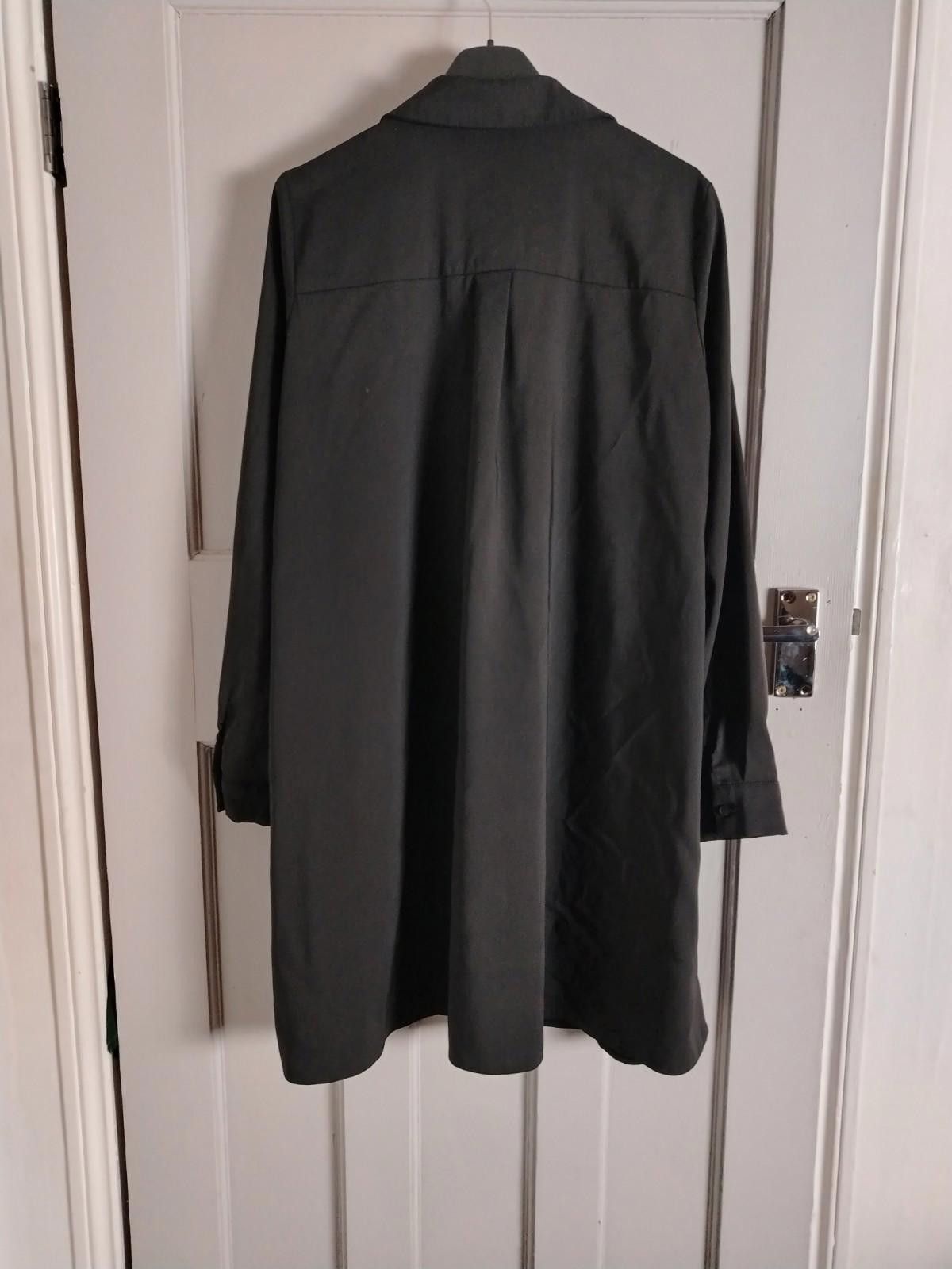 Asos ASOS Black Shirt Dress UK 12 Long Sleeve Mini Midi ButtonUp Size M / US 6-8 / IT 42-44 - 6 Thumbnail