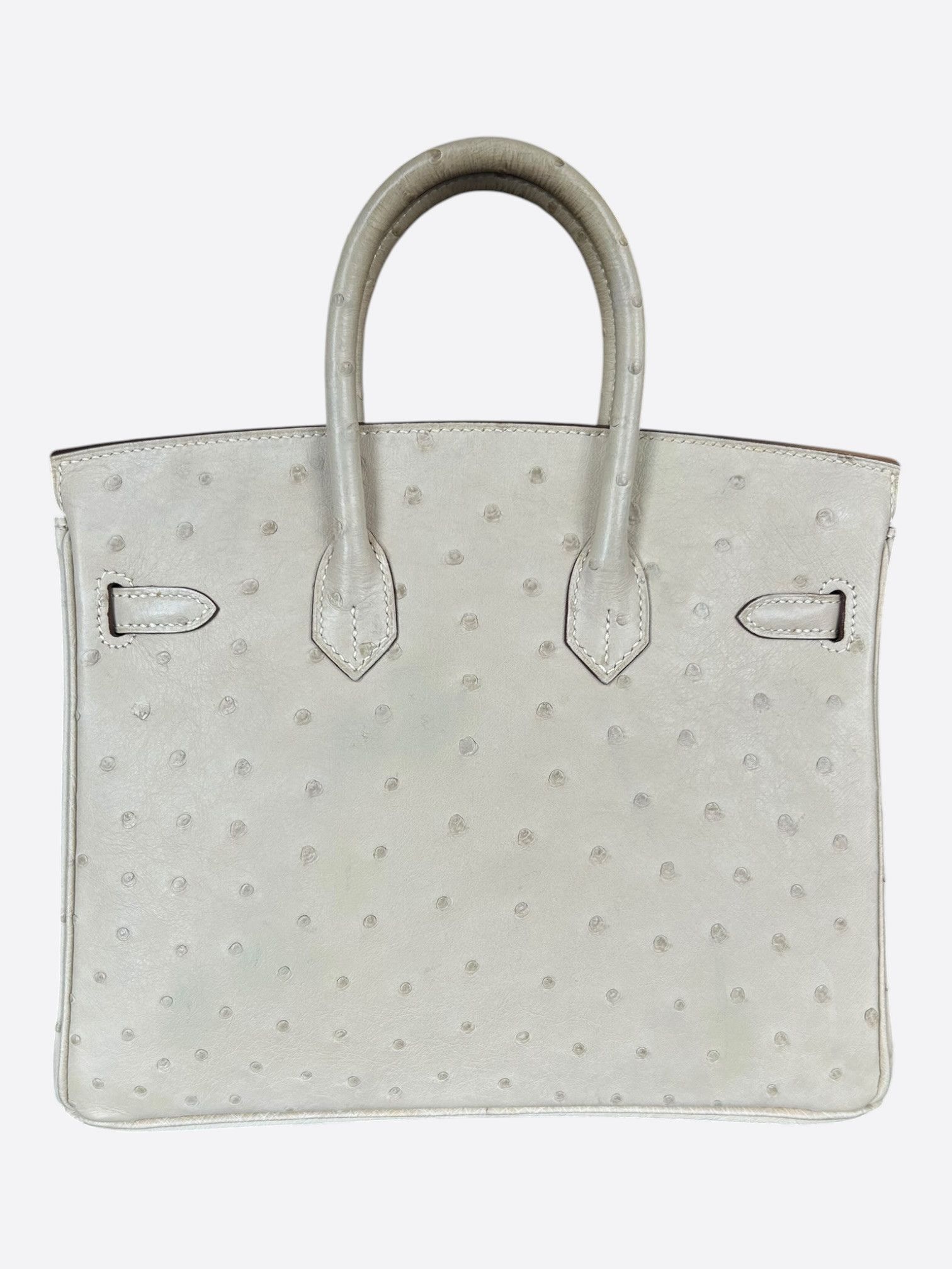 Hermes Hermes Cream Ostrich & Palladium Hardware Birkin 25 Size ONE SIZE - 3 Thumbnail