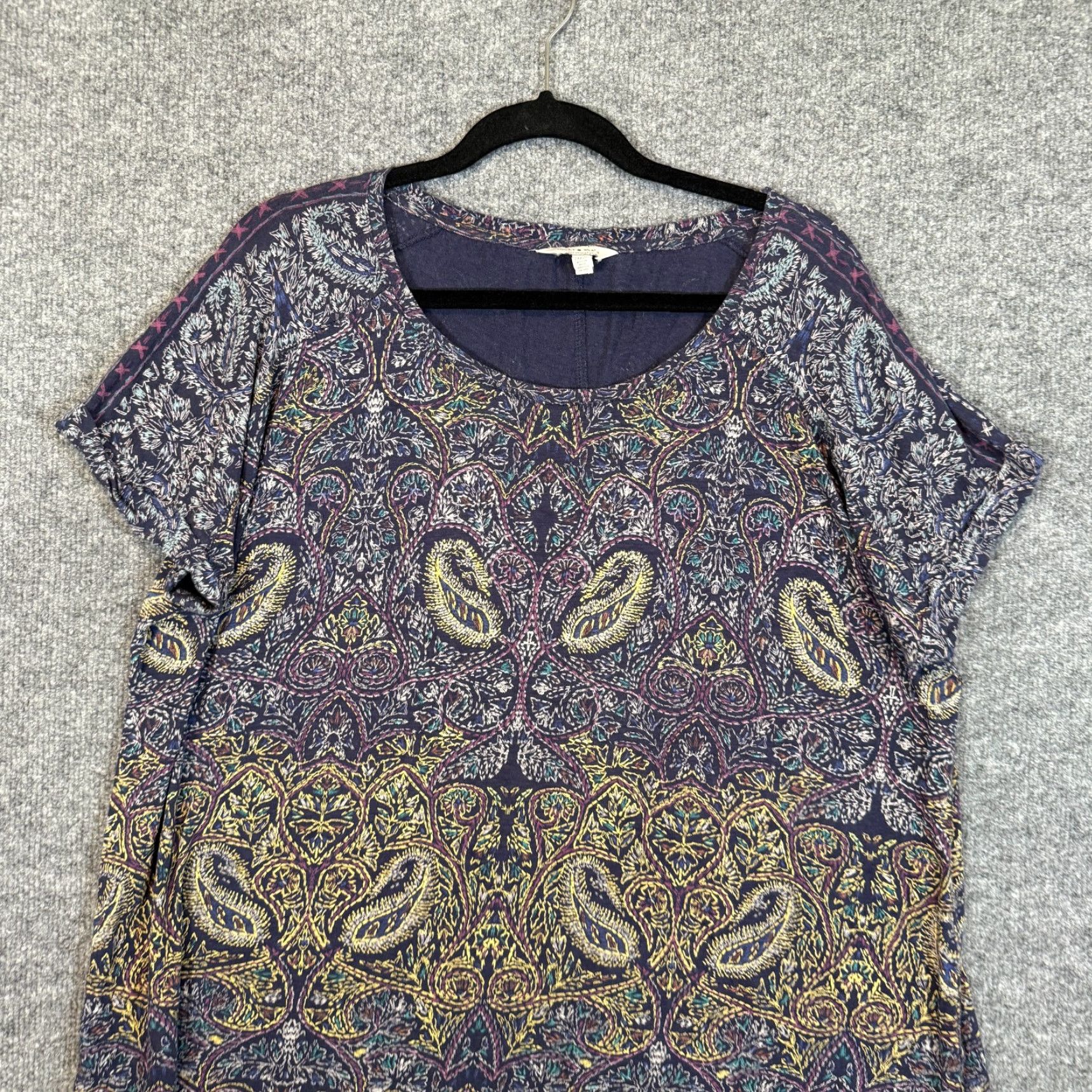 Lucky Brand Lucky Brand Shirt Womens 2X Blue Paisley Floral Tshirt Bohemian Flowy Size XXL / US 16-18 / IT 52-54 - 3 Thumbnail