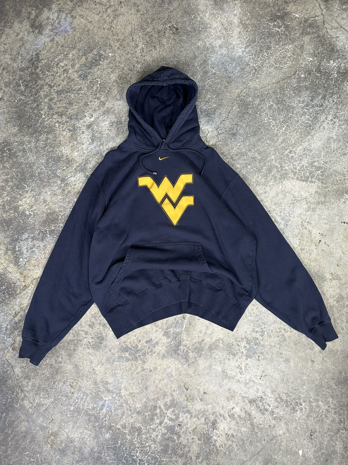 Nike × Vintage Vintage Nike West Virginia centre swoosh hoodie Size US L / EU 52-54 / 3 - 1 Thumbnail
