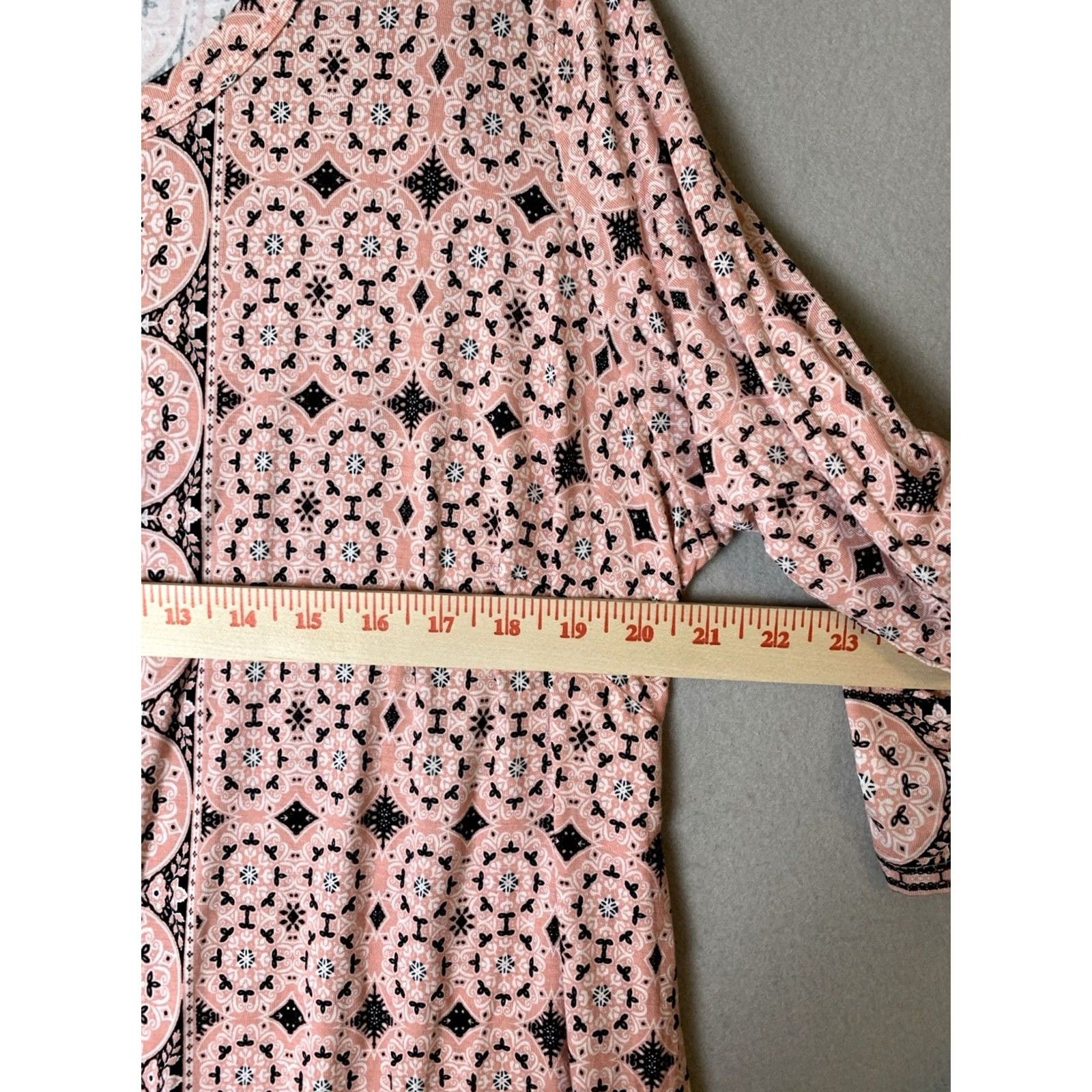 Vintage Rose + Olive Top Womens 2X Pink Boho Geometric Artsy 3/4 Sleeve NWT Size XXL / US 16-18 / IT 52-54 - 5 Thumbnail
