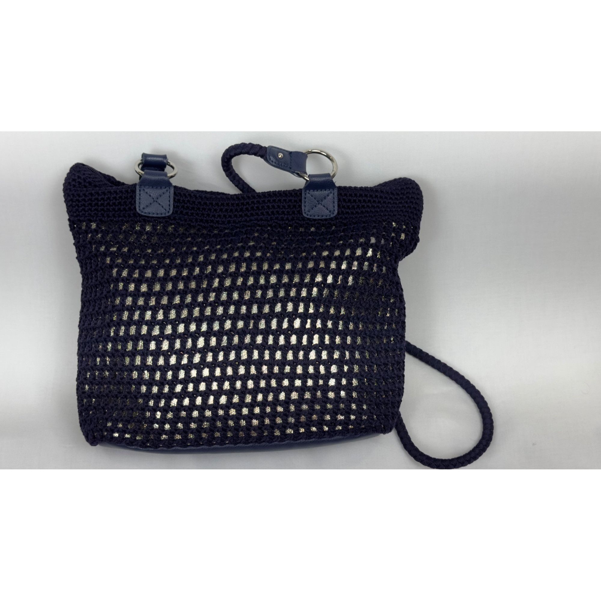 The Sak The Sak Navy Crochet Tote Bag With Zipper Pocket & Shoulder Size ONE SIZE - 2 Thumbnail