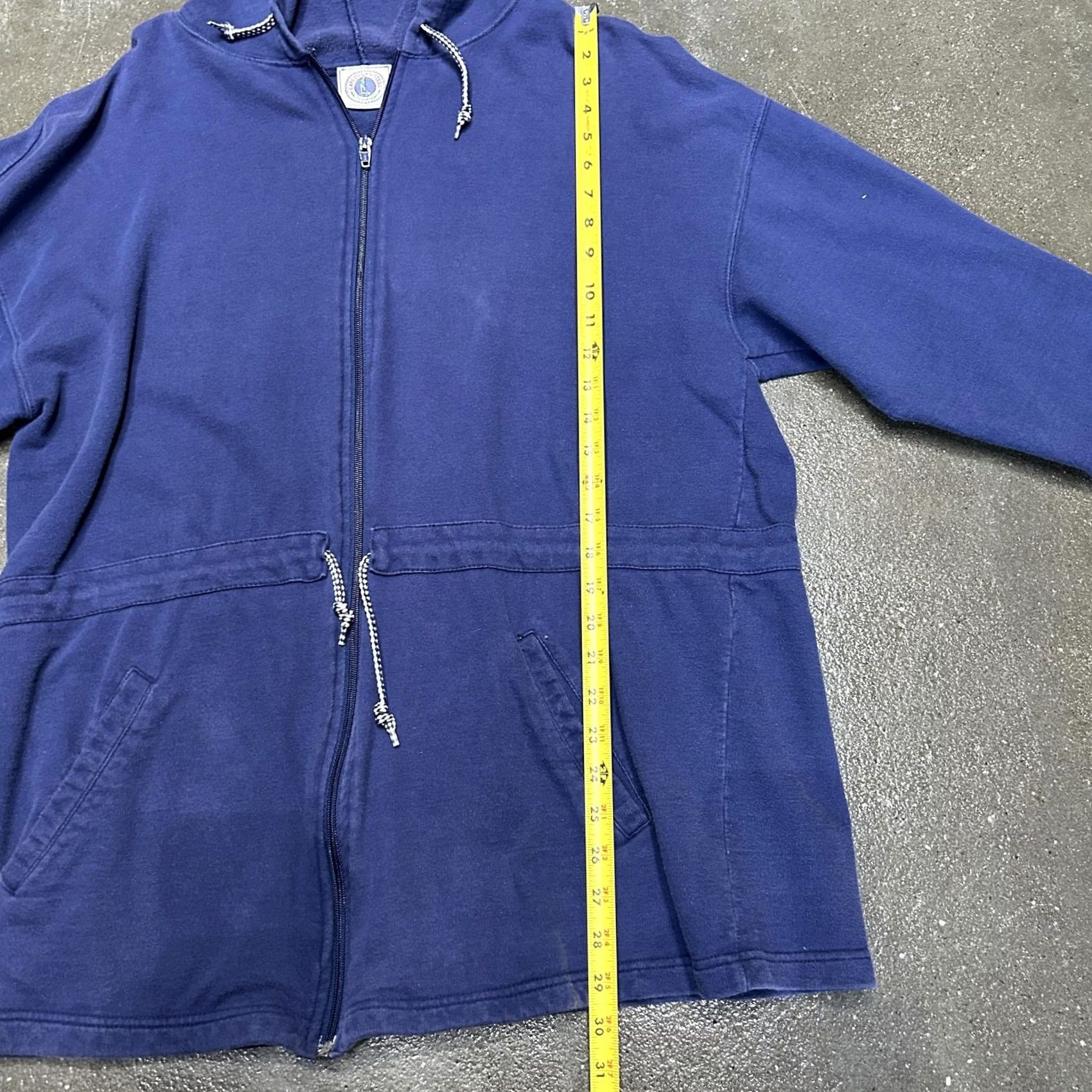 Vintage VINTAGE Cape Isle Knitters Hoodie Womens Large Navy Full Zip Cotton Drawstring Size L / US 10 / IT 46 - 4 Thumbnail