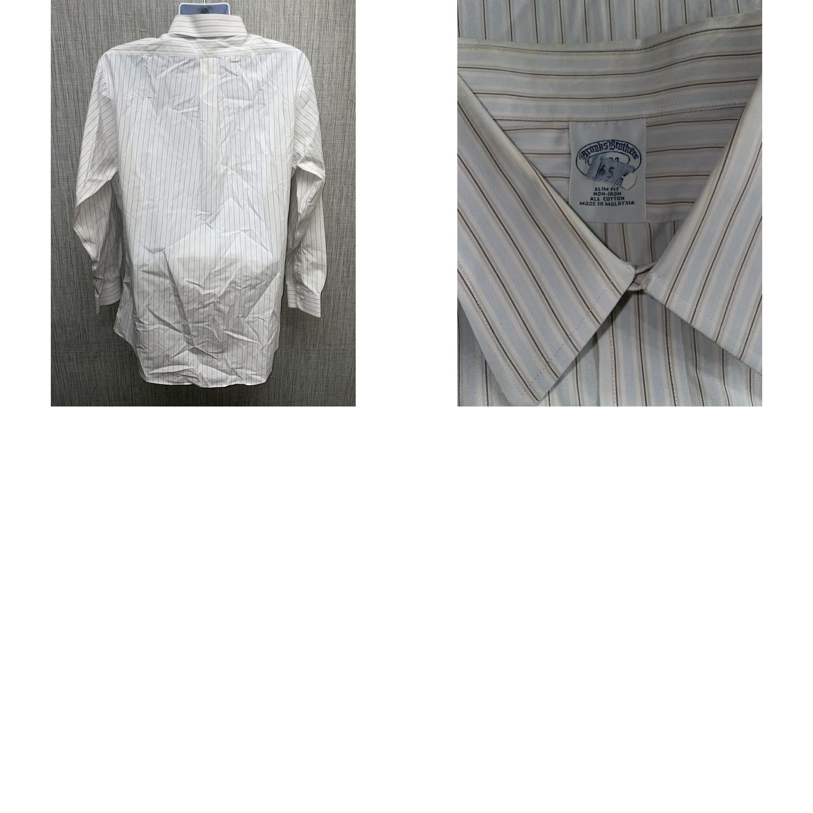 Brooks Brothers Brooks Brothers Slim Fit White Striped Button Down Non-Iron Shirt Mens L Size US L / EU 52-54 / 3 - 8 Thumbnail