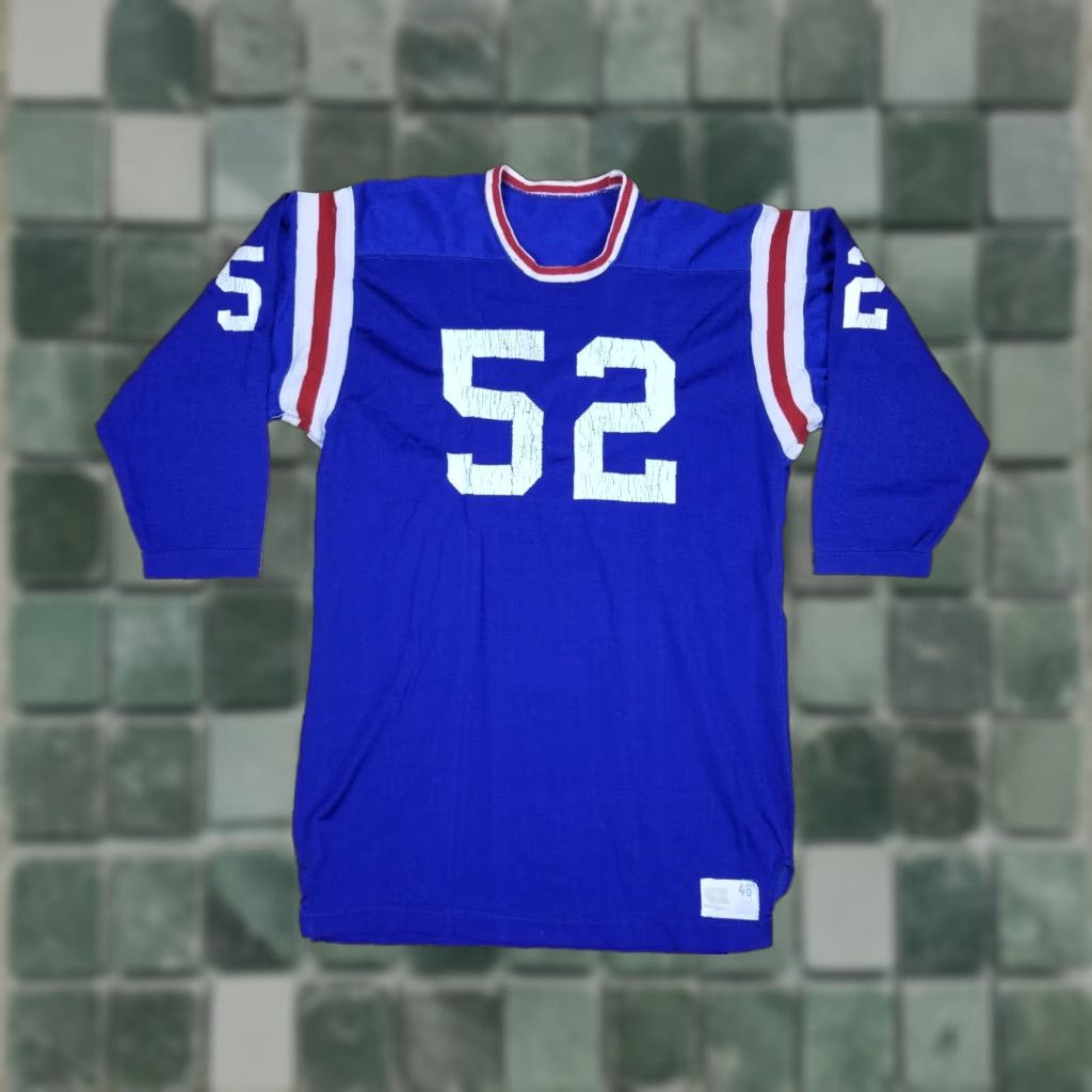 Vintage VINTAGE Russell BLUE DURENE RAYON FOOTBALL JERSEY SZ 46 Shirt Mens 46 Blue 60s USA Band Retro Rock tropical Size US XXL / EU 58 / 5 - 1 Thumbnail