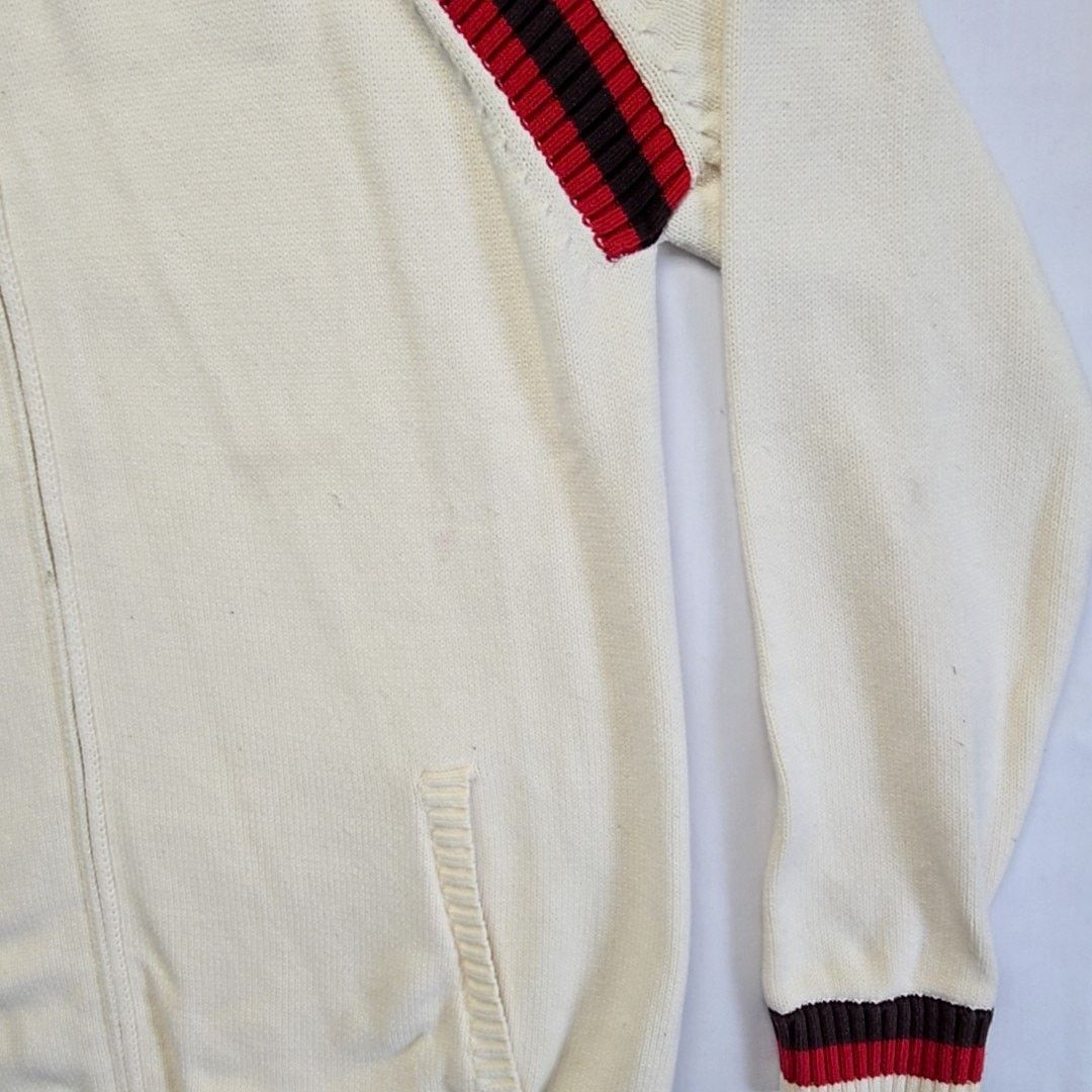 Ecko Unltd. Ecko Unltd Knit Sweater Red Stripe Full Zip Cream XXL Y2K Size US XXL / EU 58 / 5 - 4 Thumbnail
